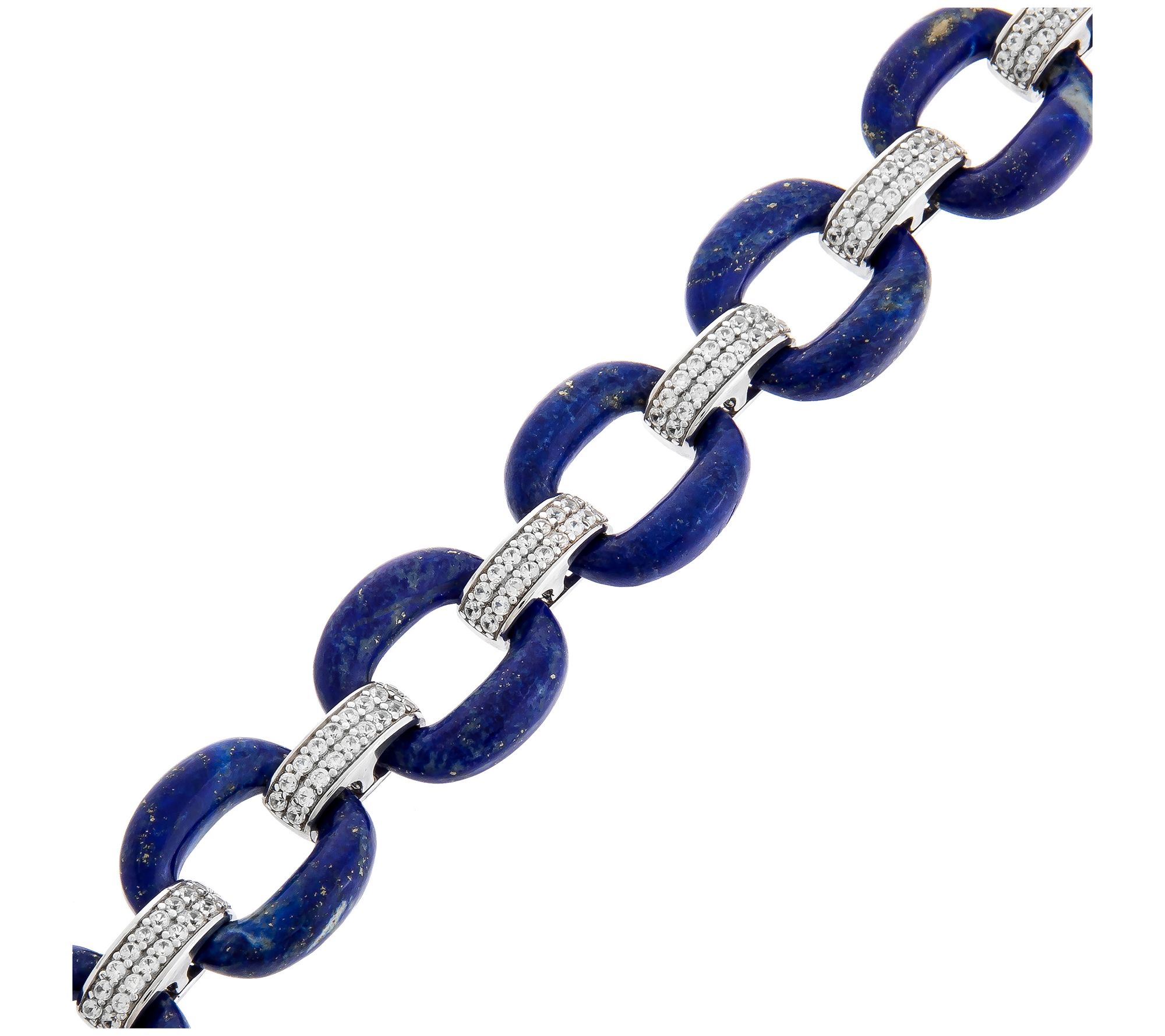 Affinity Gems Gemtone Link & White Zircon Bracelet, Sterling