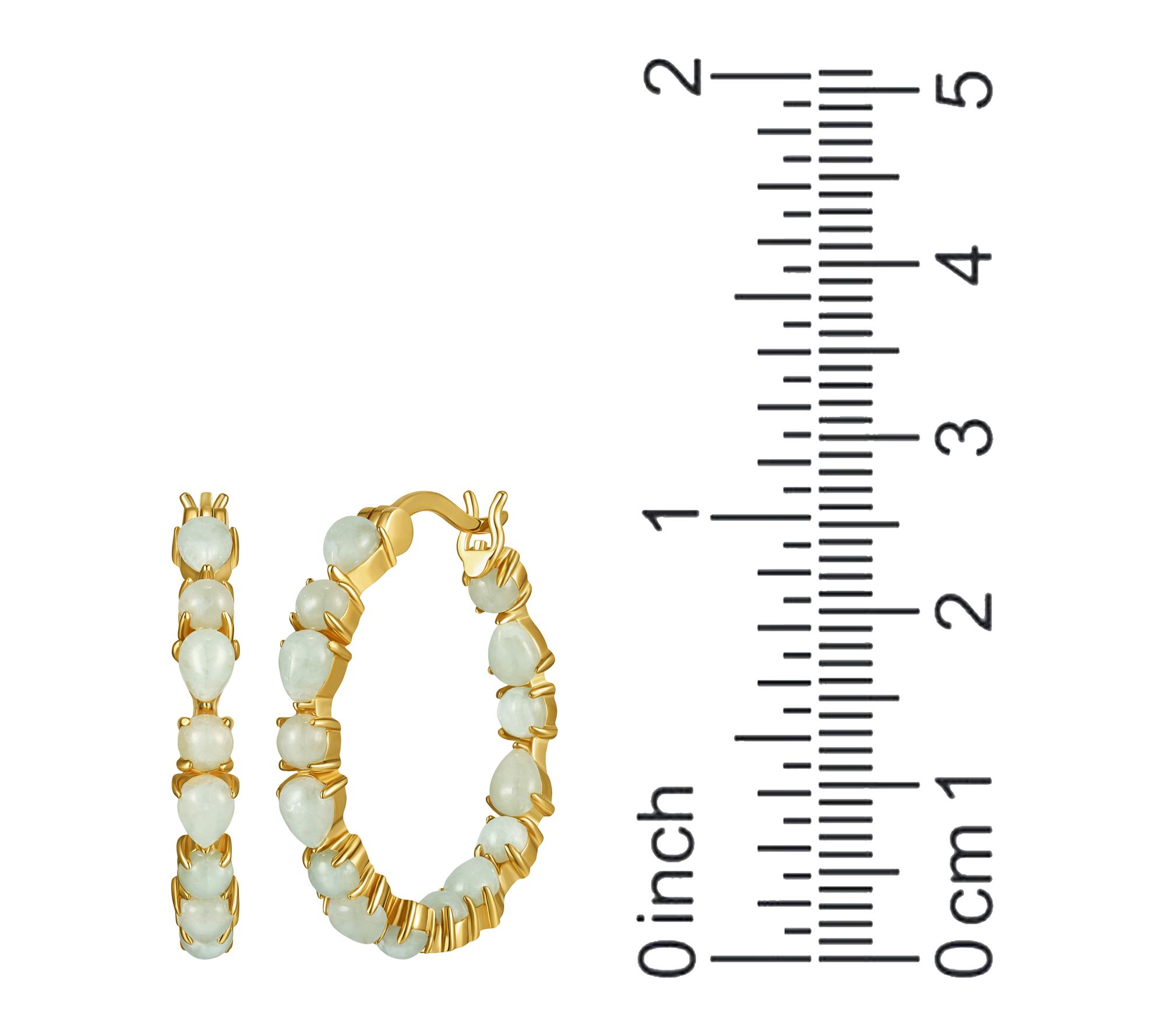 Dynasty Jade Pear & Round 25mm Hoop Earrings, 18K Gold Plated