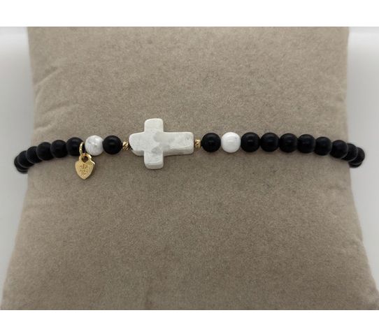 Alkeme 10K Gold Gemstone Bead & Cross Bracelet