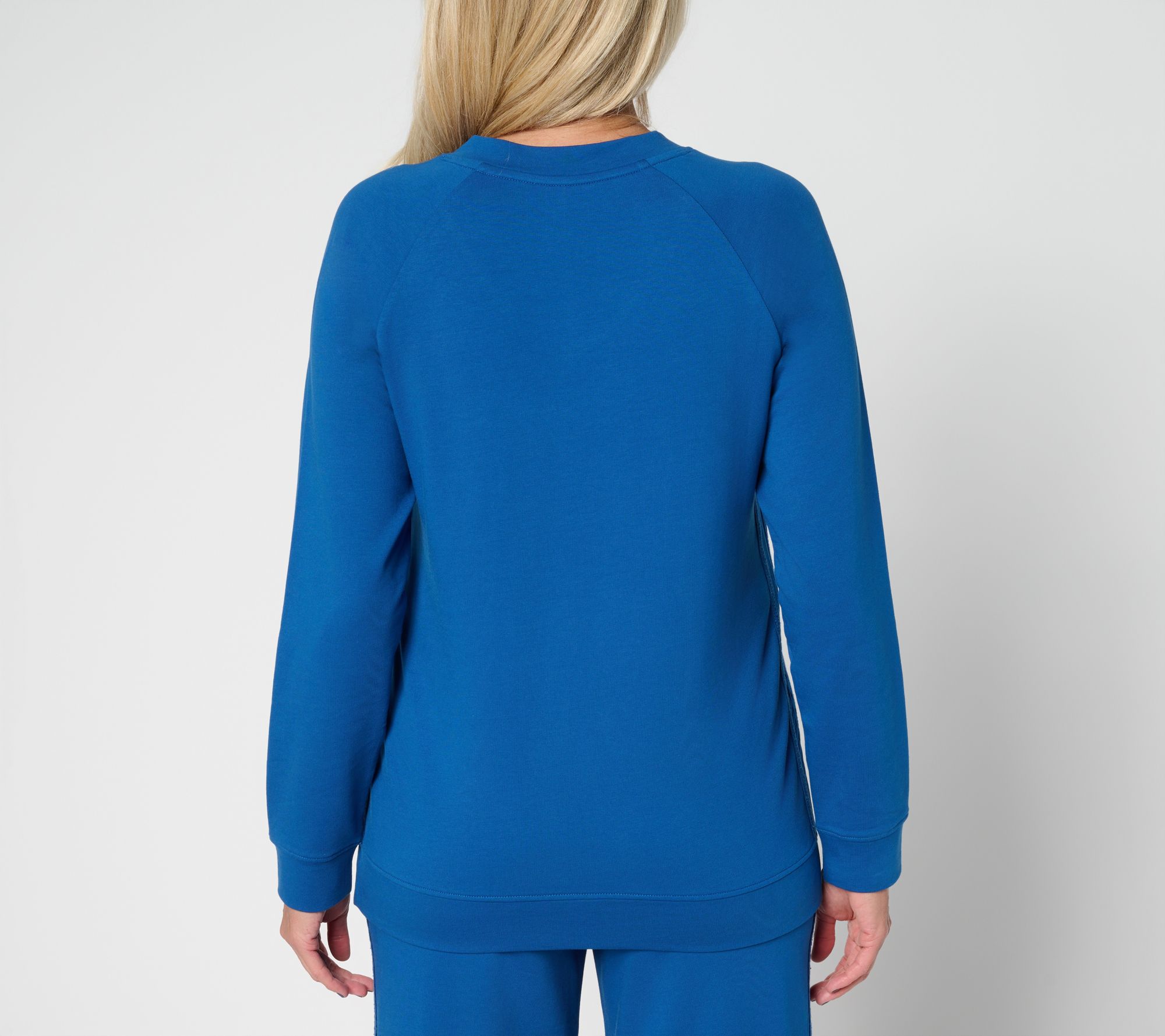 Denim & Co. Active French Terry V-Neck Pullover with Side Trim