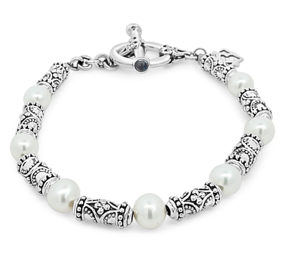 Elyse Ryan Sterling Cultured Pearl Bali StationBracelet