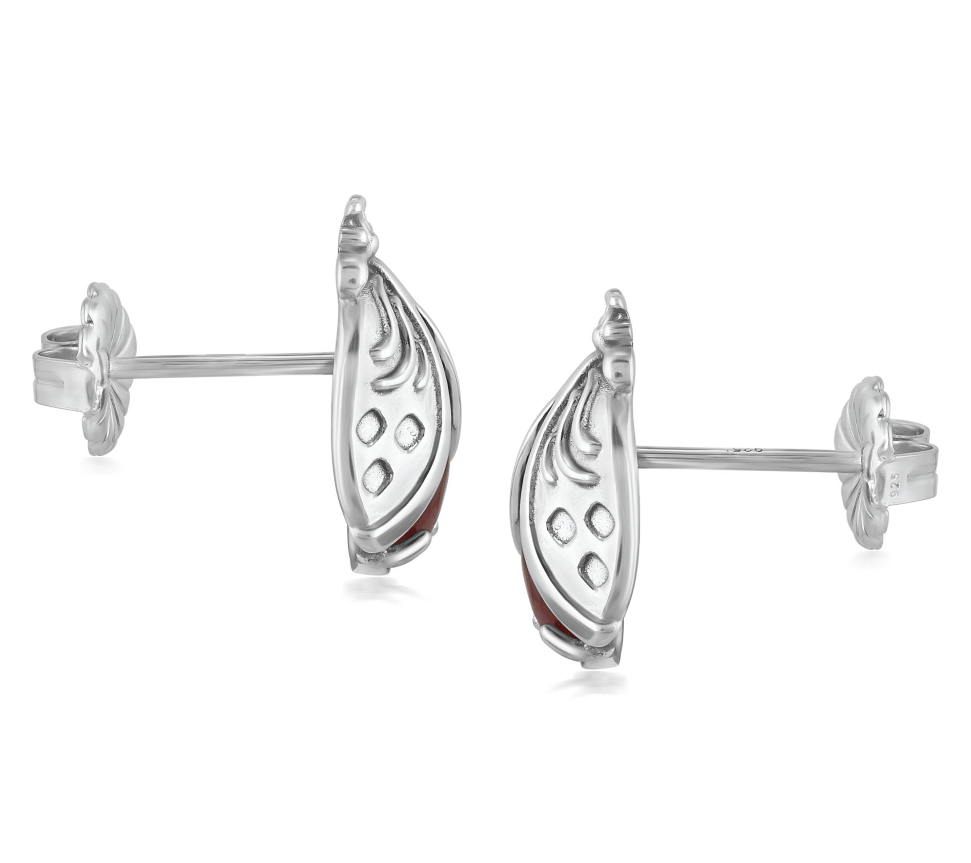 American West Sterling Ladybug Gemstone Stud Earrings