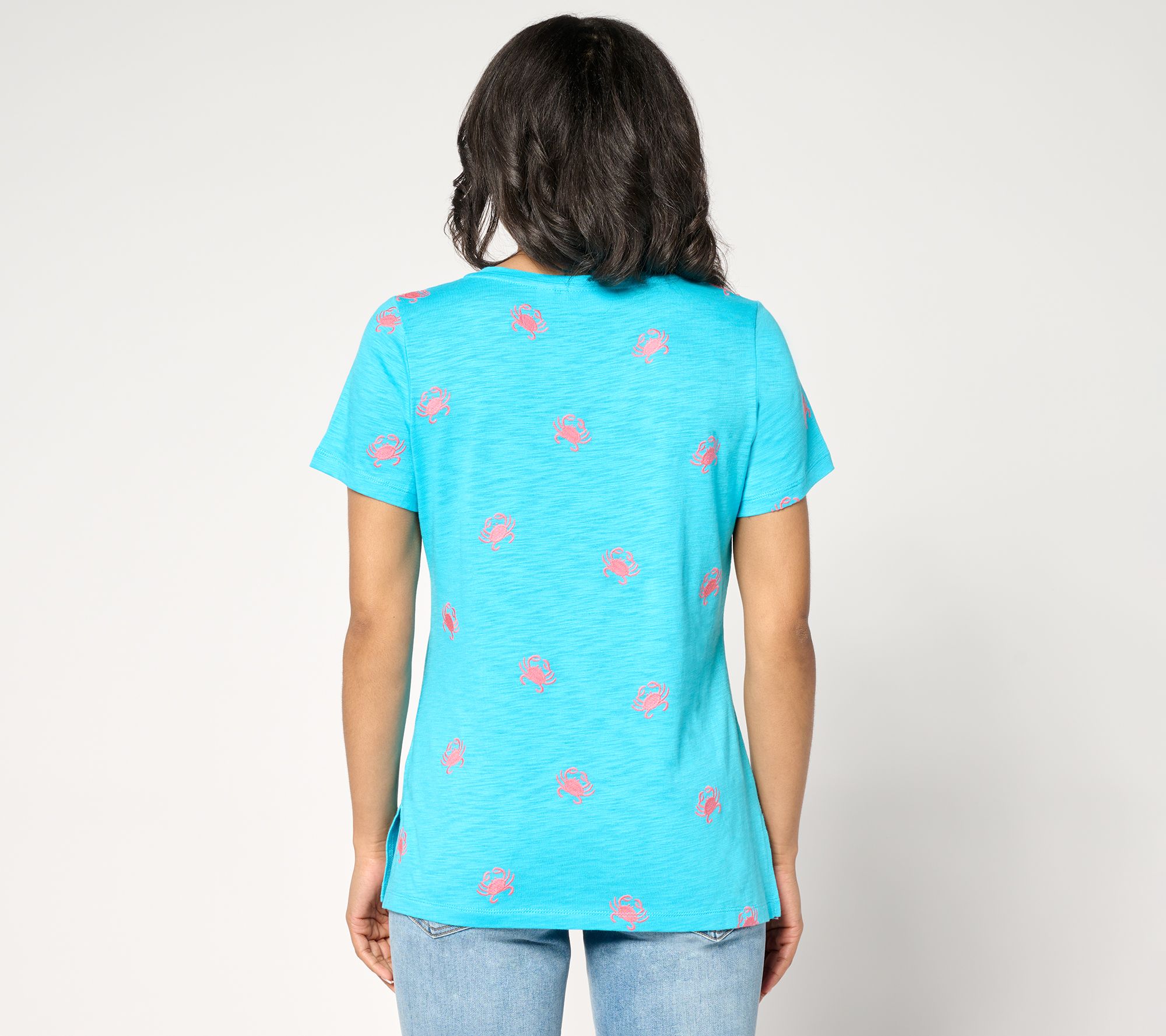 Belle Beach by Kim Gravel Slub Knit Florida Fun Embroidered Top