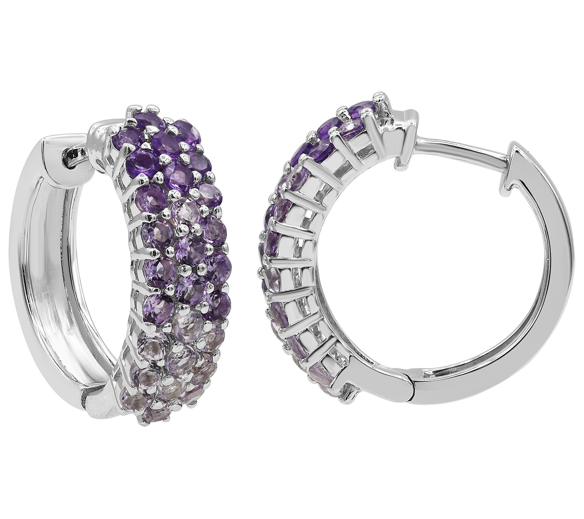 Affinity Gems 2.30 cttw Amethyst Hoop Earrings,Sterling