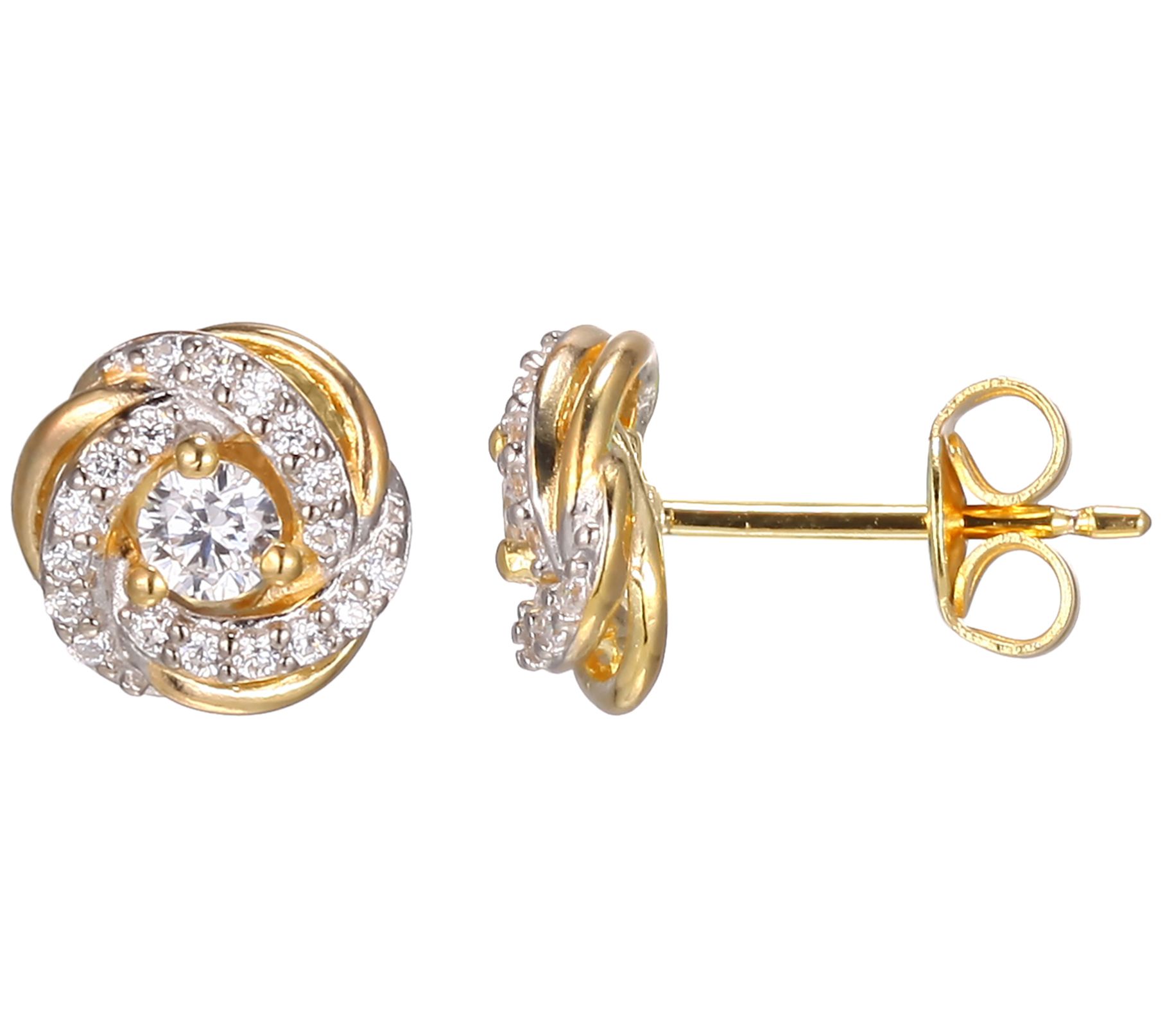 Diamonique Love Knot Bracelet & Earring Set, 18Gold Clad