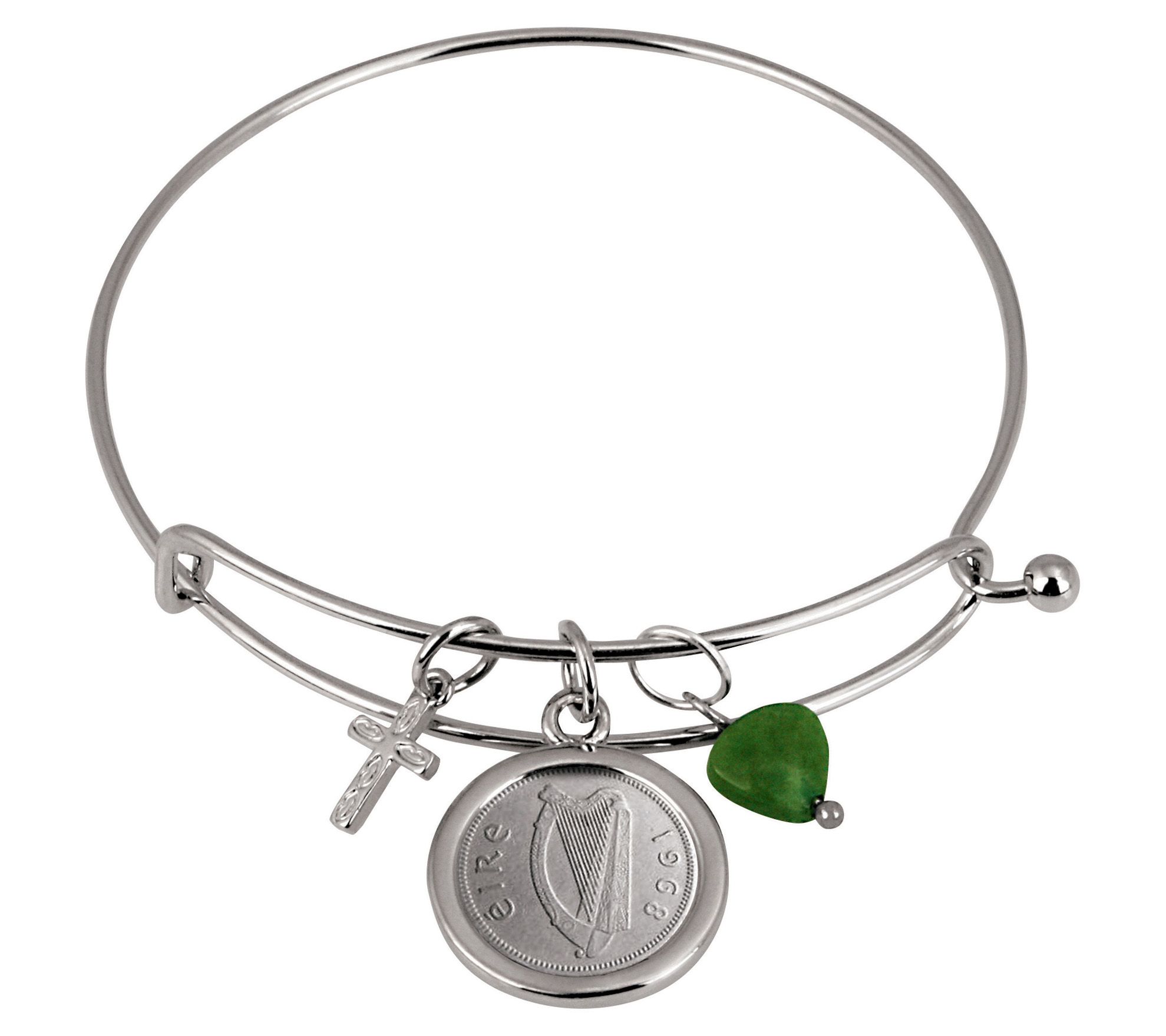 American Coin Treasures Irish Threepence CrossHeart Bracelet