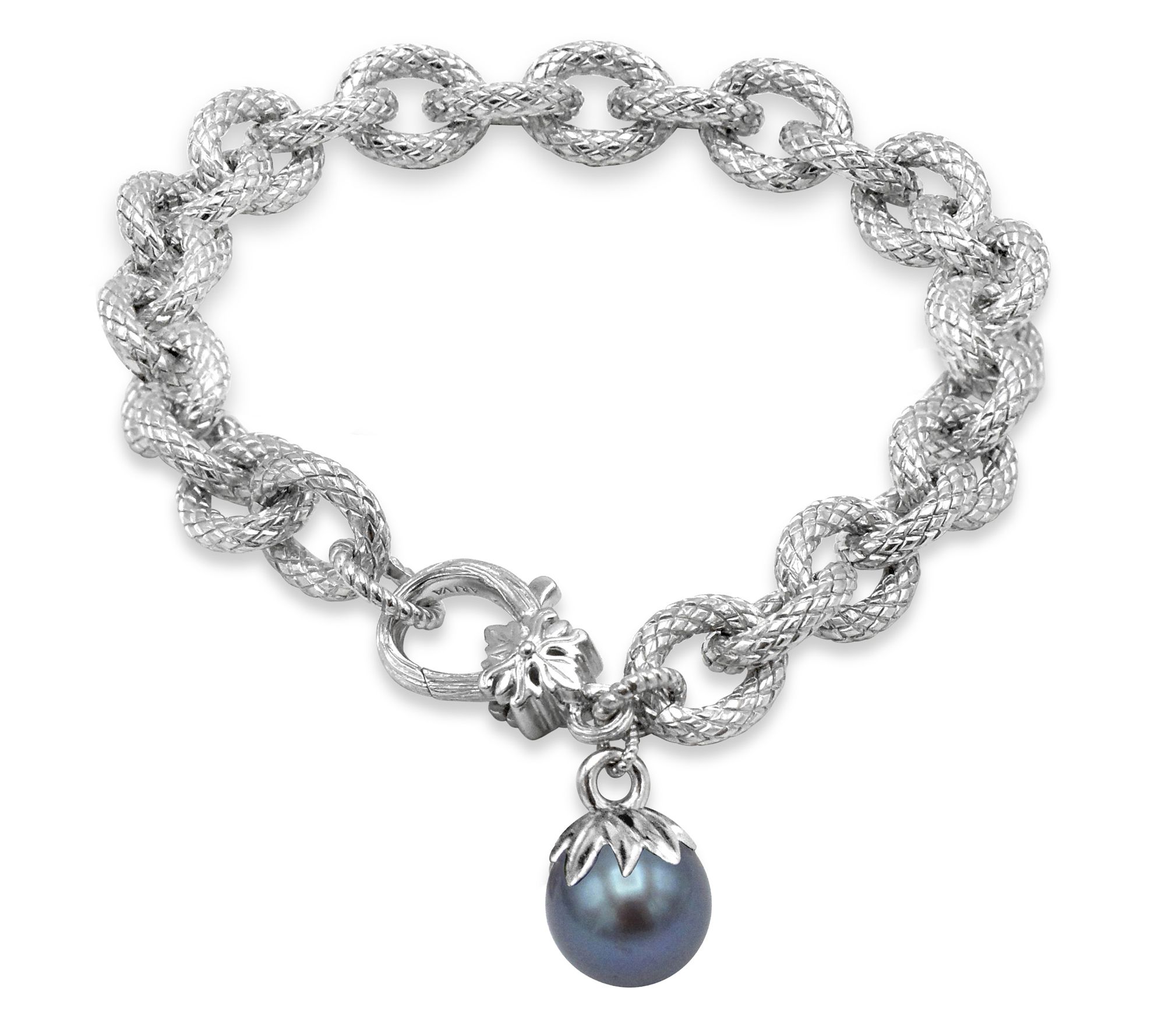 Ariva Sterling Silver Peacock Cultured Pearl Bracelet