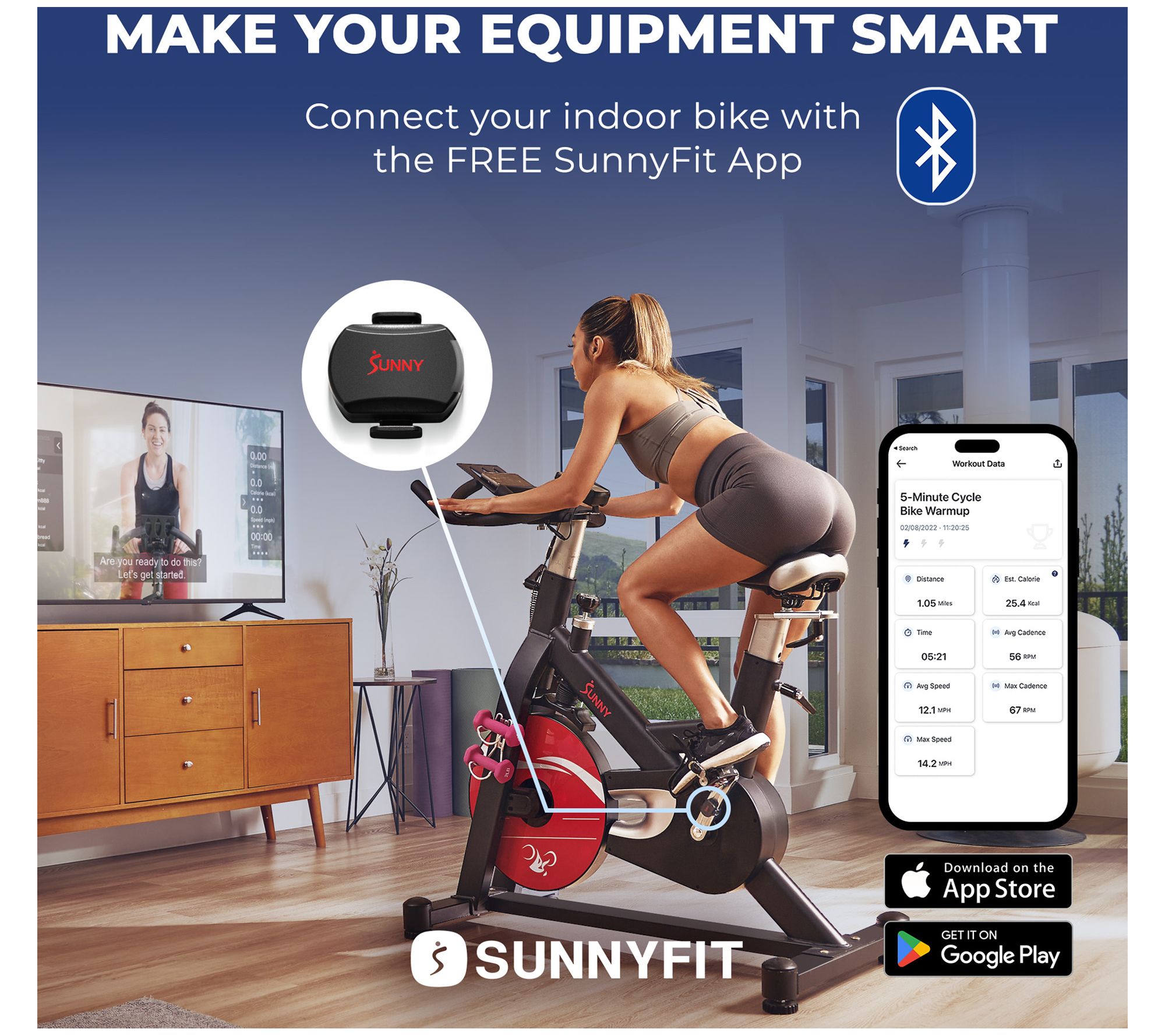 Sunny Fitness Exercise Cycling 2-in-1 Advanced Cadence/RPM
