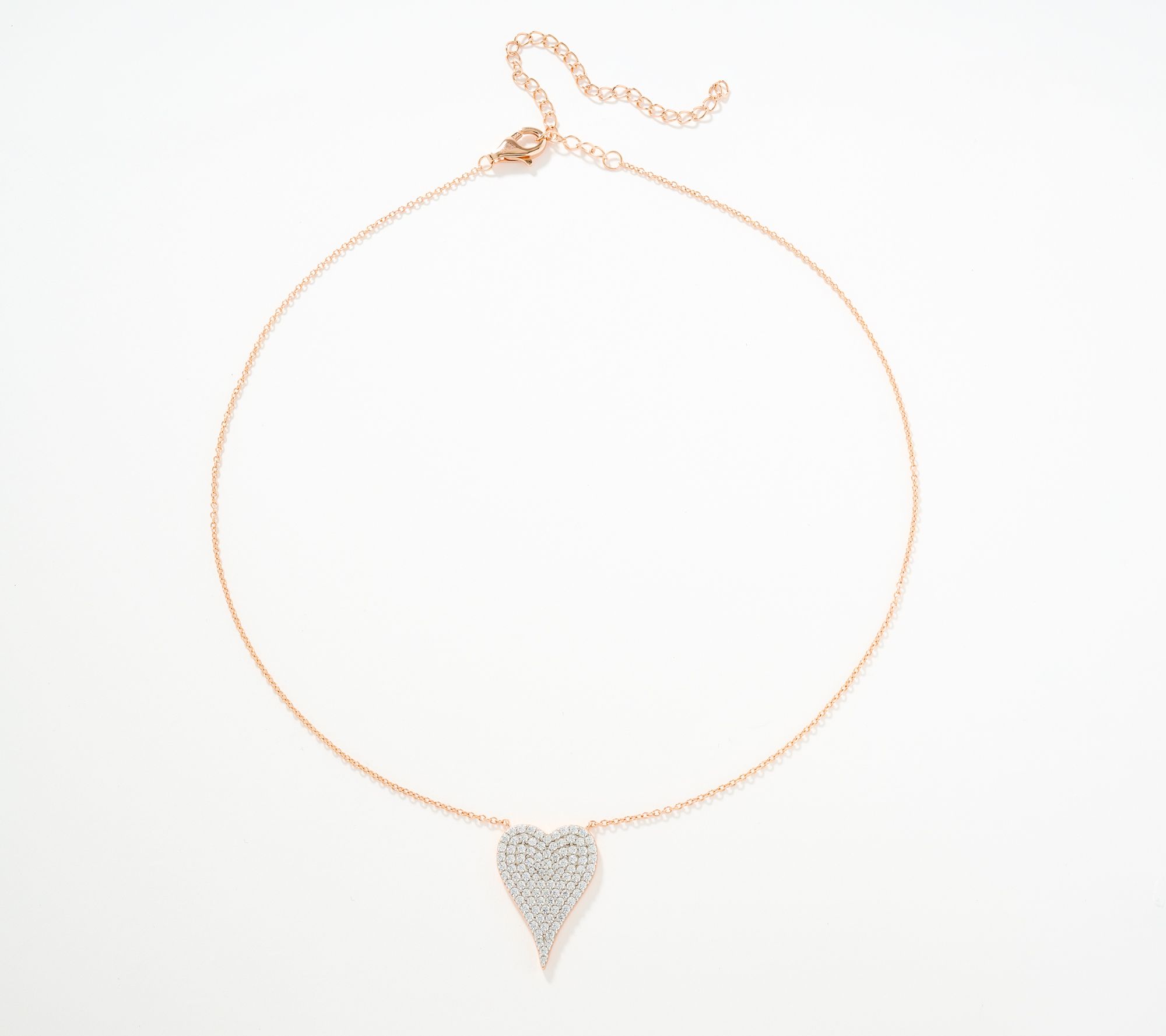 Diamonique x Jennifer Miller Signature Pave Heart Necklace, Sterling Silver