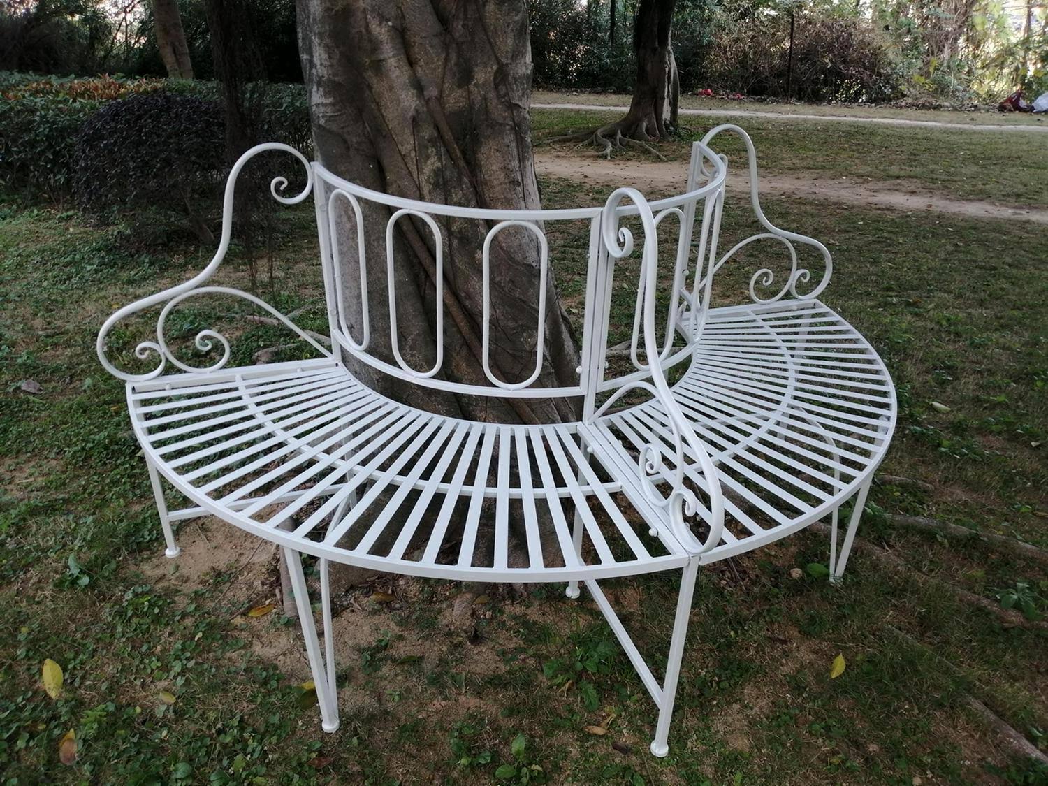 Hi-Line Gift Ltd. White Metal Tree Garden Bench