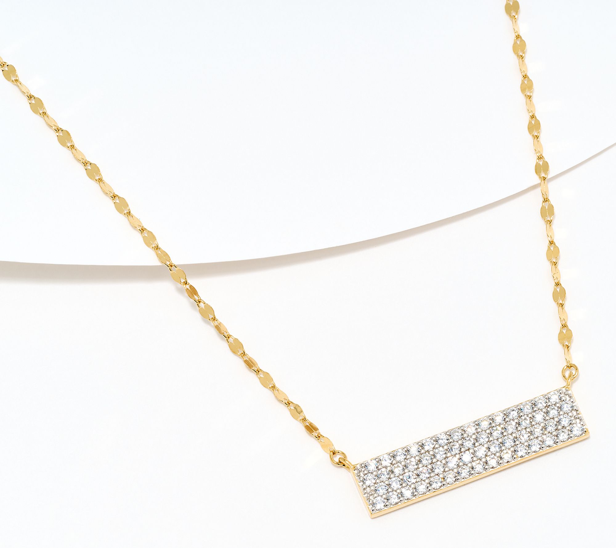 Diamonique x Jennifer Miller Rectangular Pave Necklace, Sterling Silver