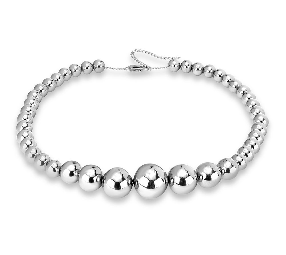 Steel By Design Polished Graduated Ball Necklace