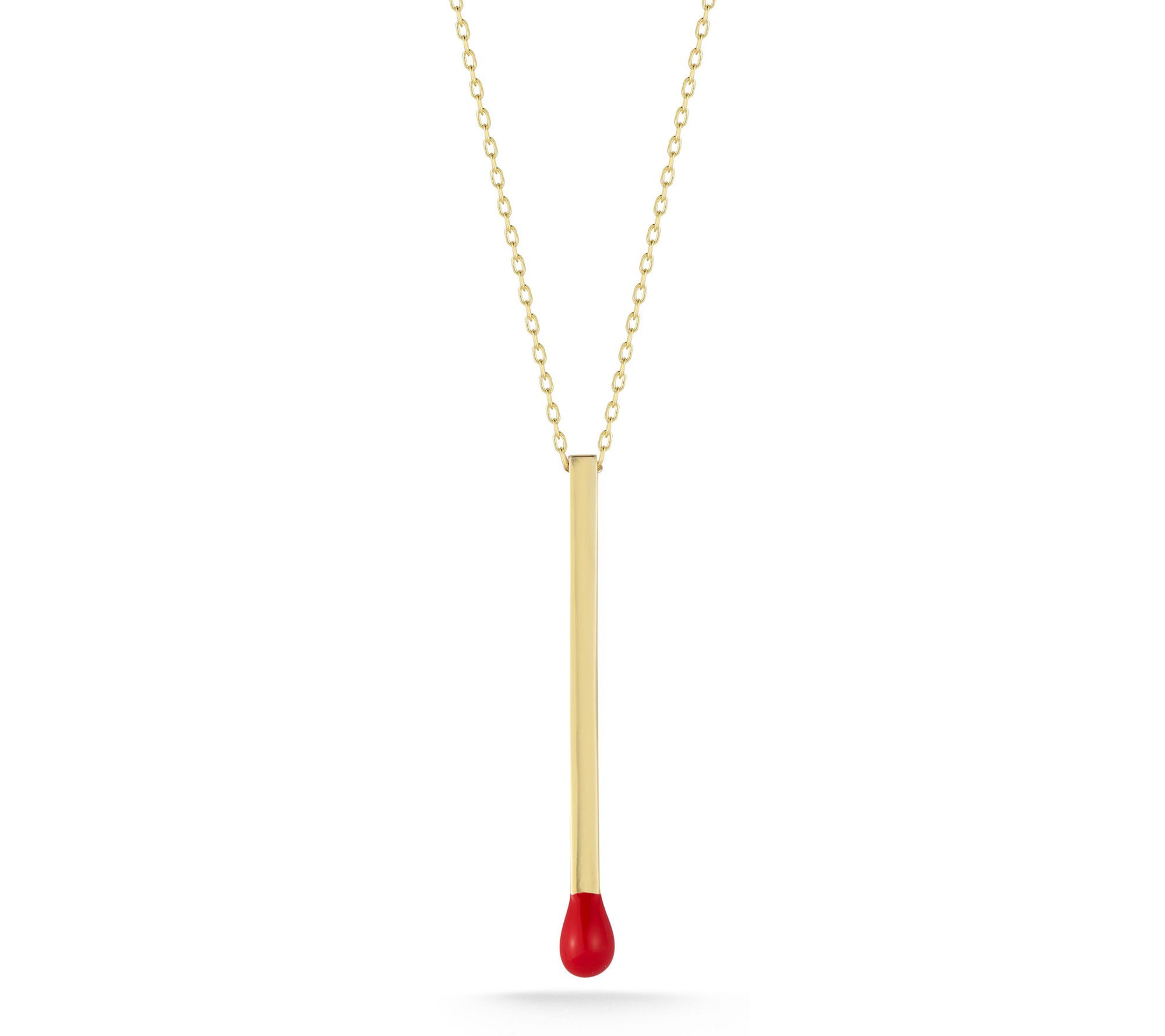 Sterlina Silver Enamel Matchstick Necklace, 14KGold Plated