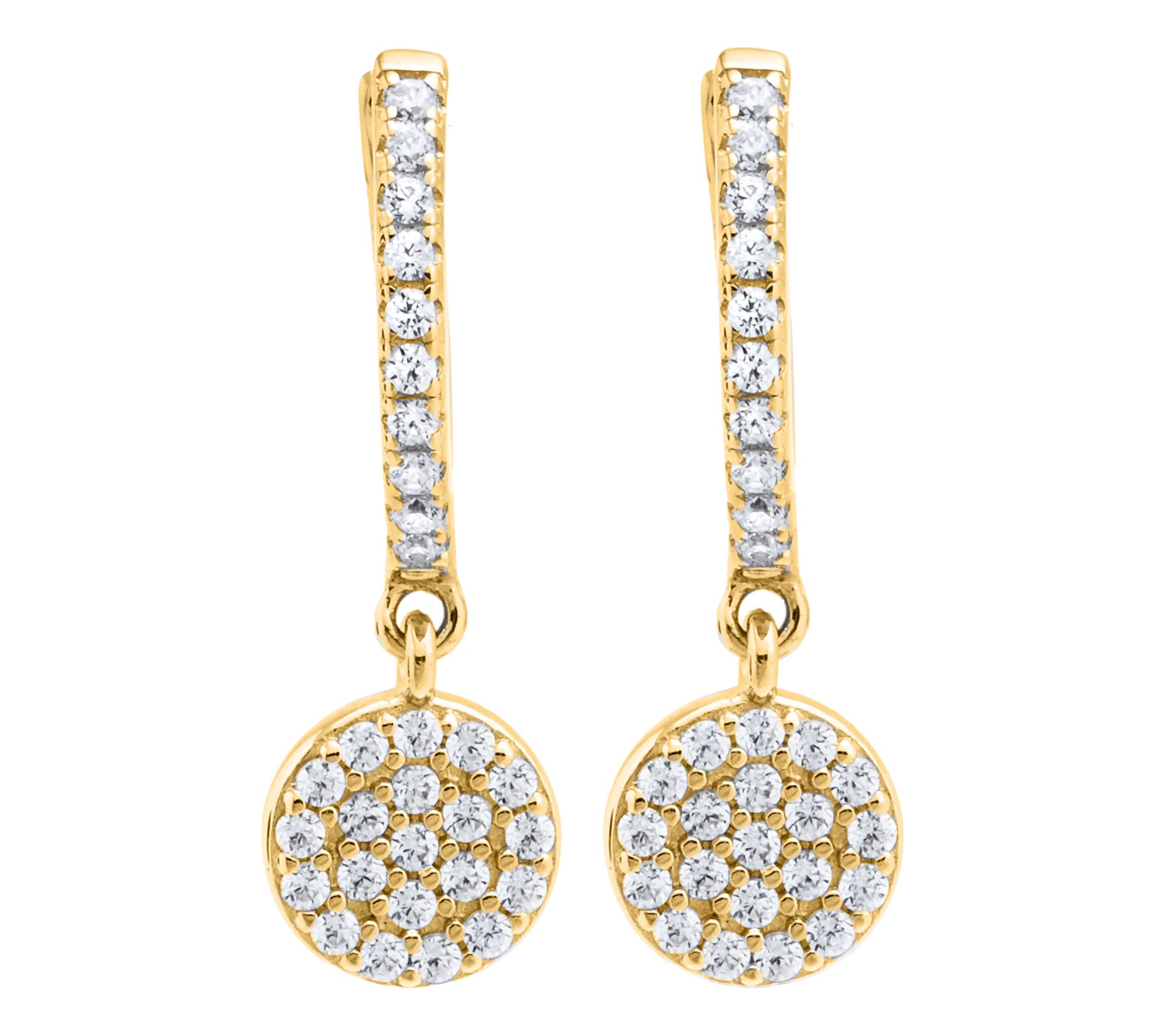 Diamonique x Jennifer Miller Pave Round Drop Earrings, Sterlin