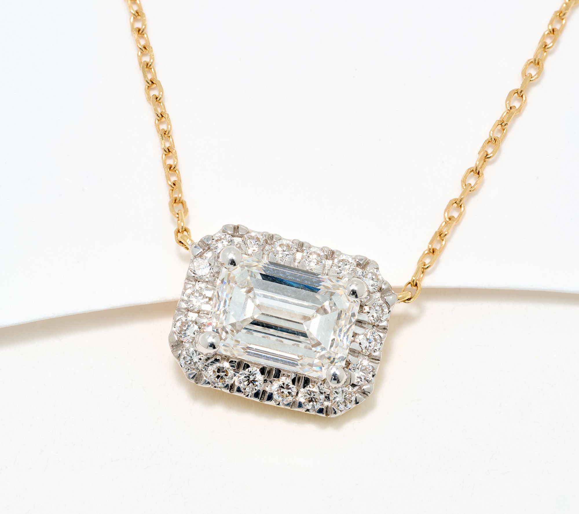 Fire Light Lab Grown Diamond 2.25 cttw Emerald Station Necklace, 14K