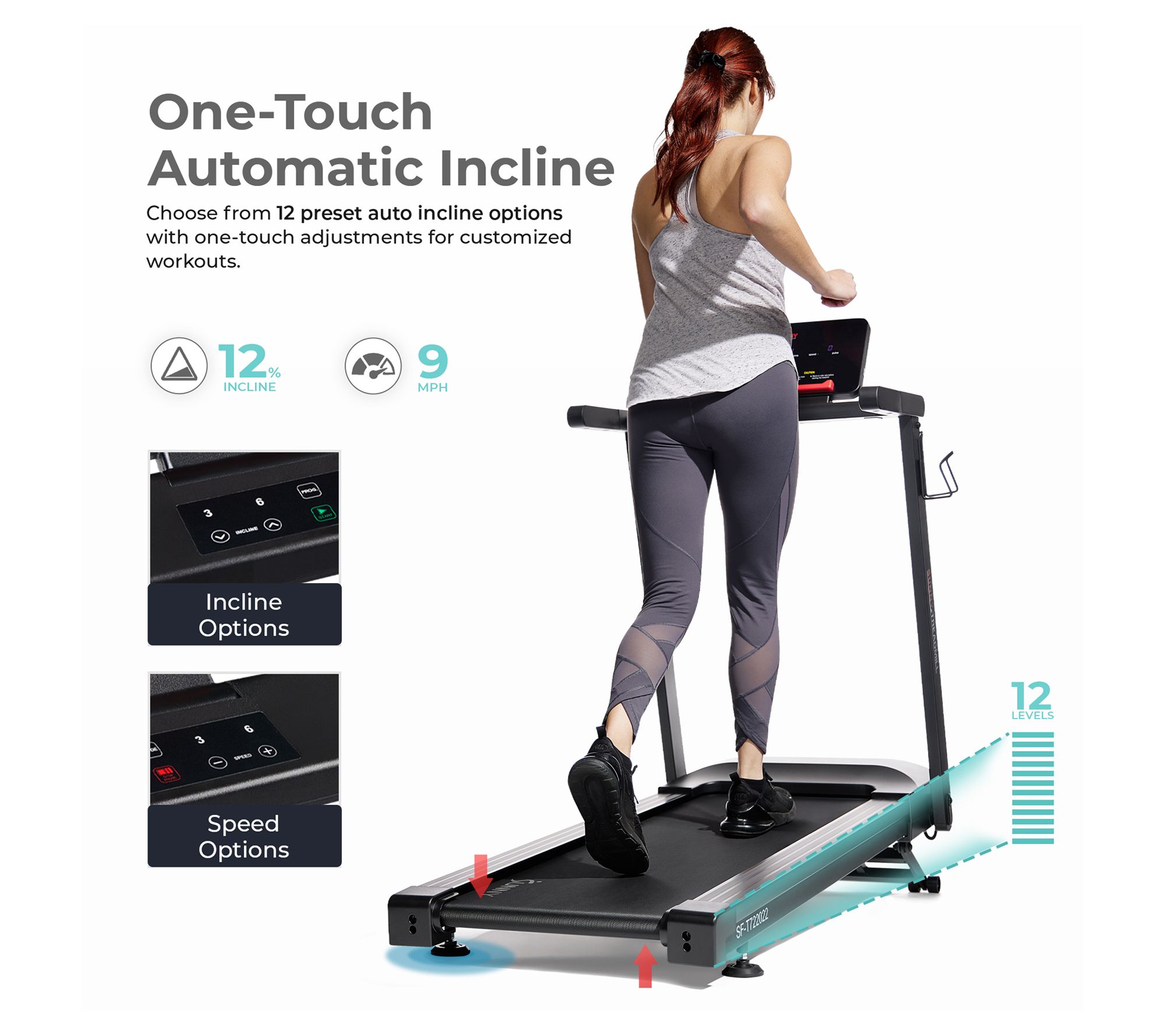 Sunny Interactive Slim Auto Incline Treadmill