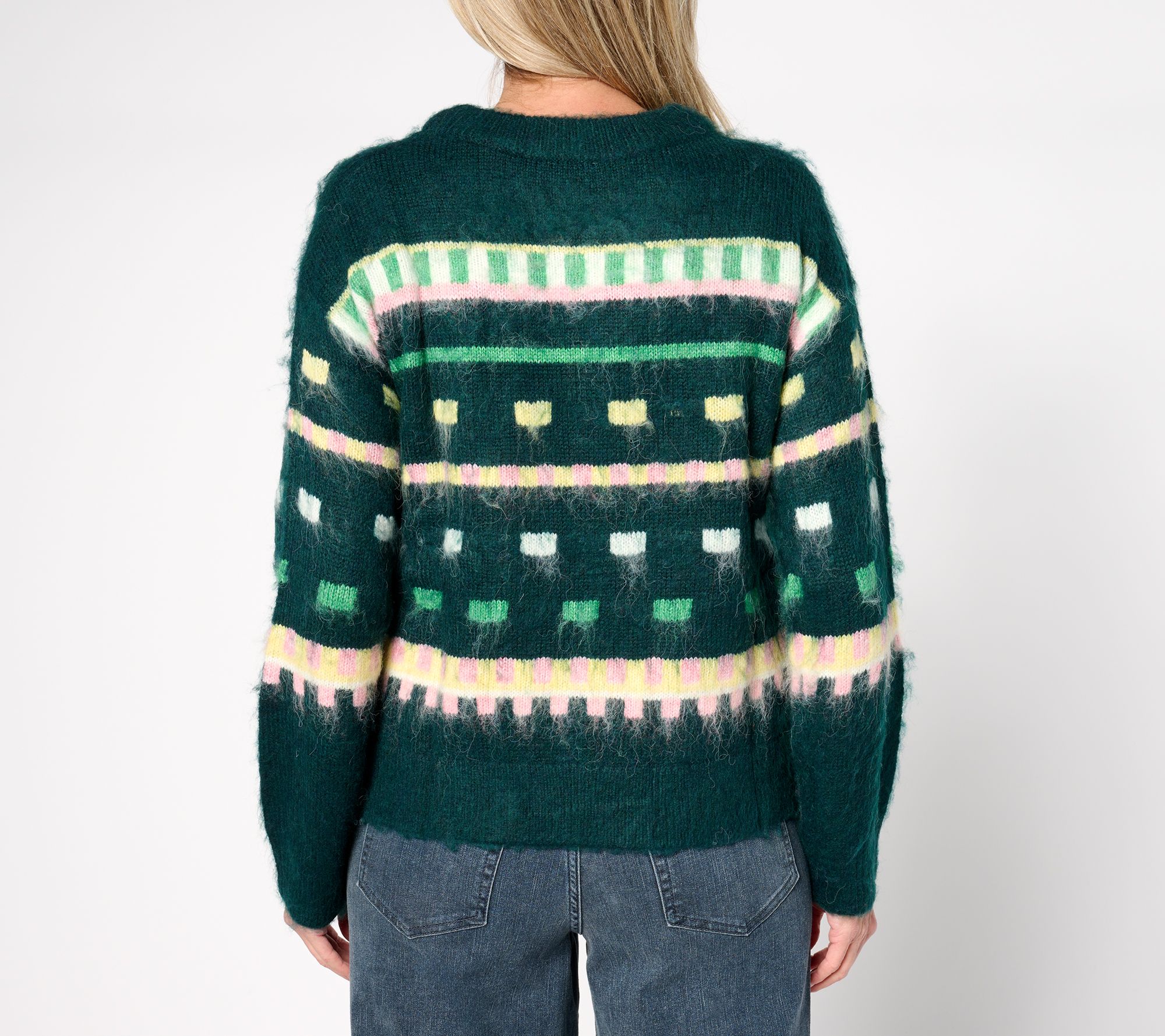 by Stacy London Patterned Crew Neck Cozy Sweater