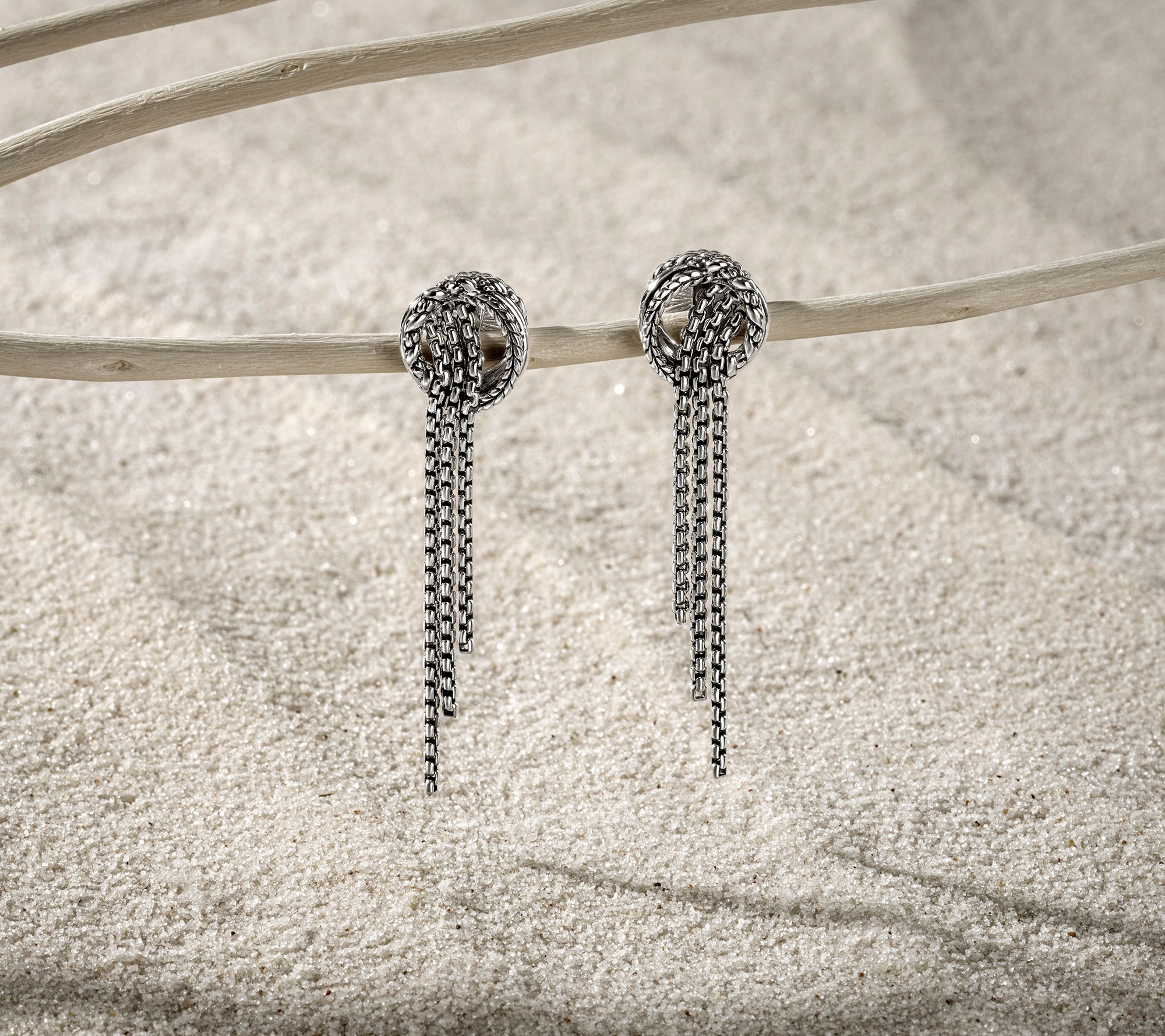 JAI Sterling Silver 1.6mm Box Chain Drop Earrings