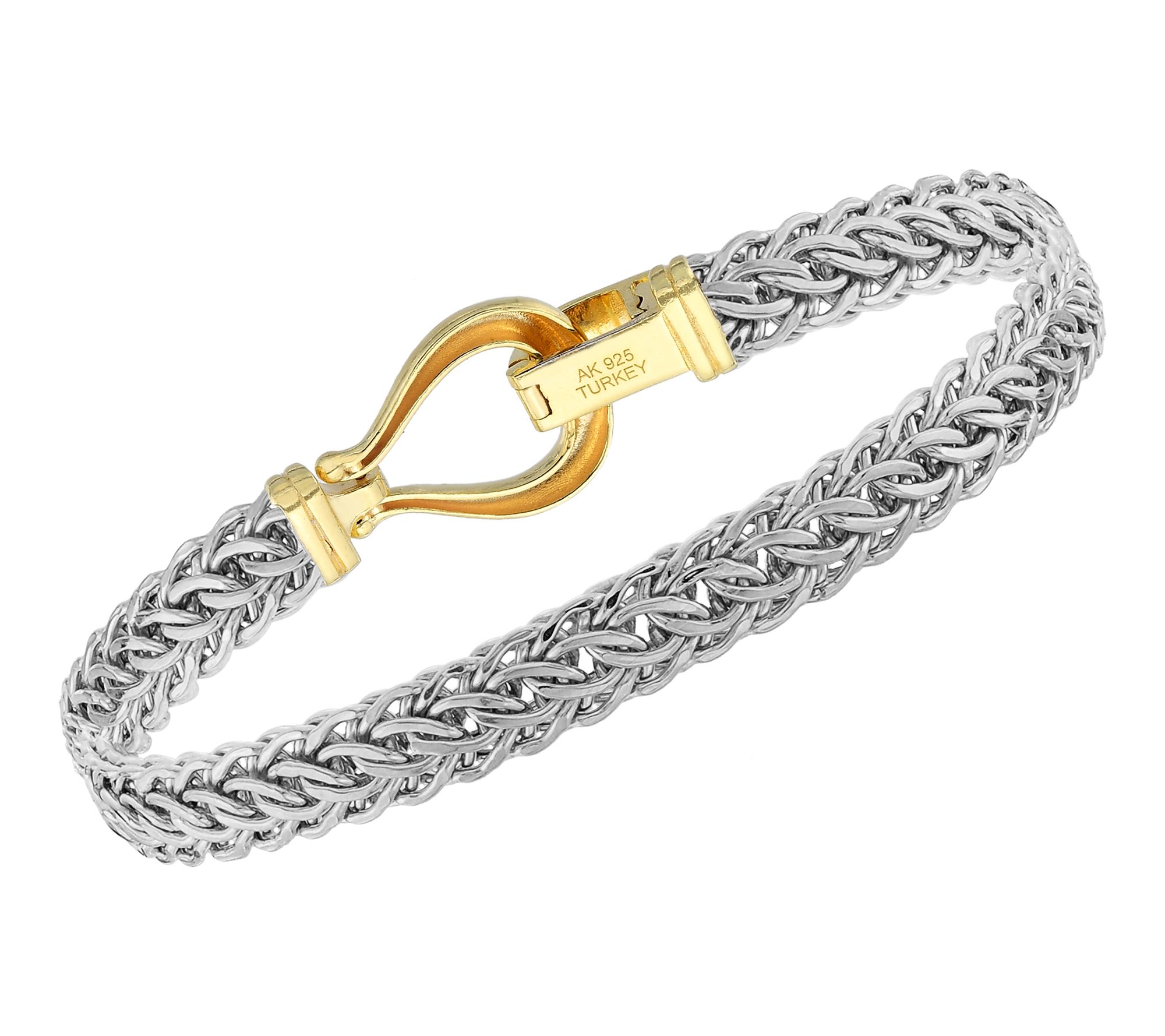 Silver Style Two-Tone Cestina Buckle Clasp Bracelet, Sterling