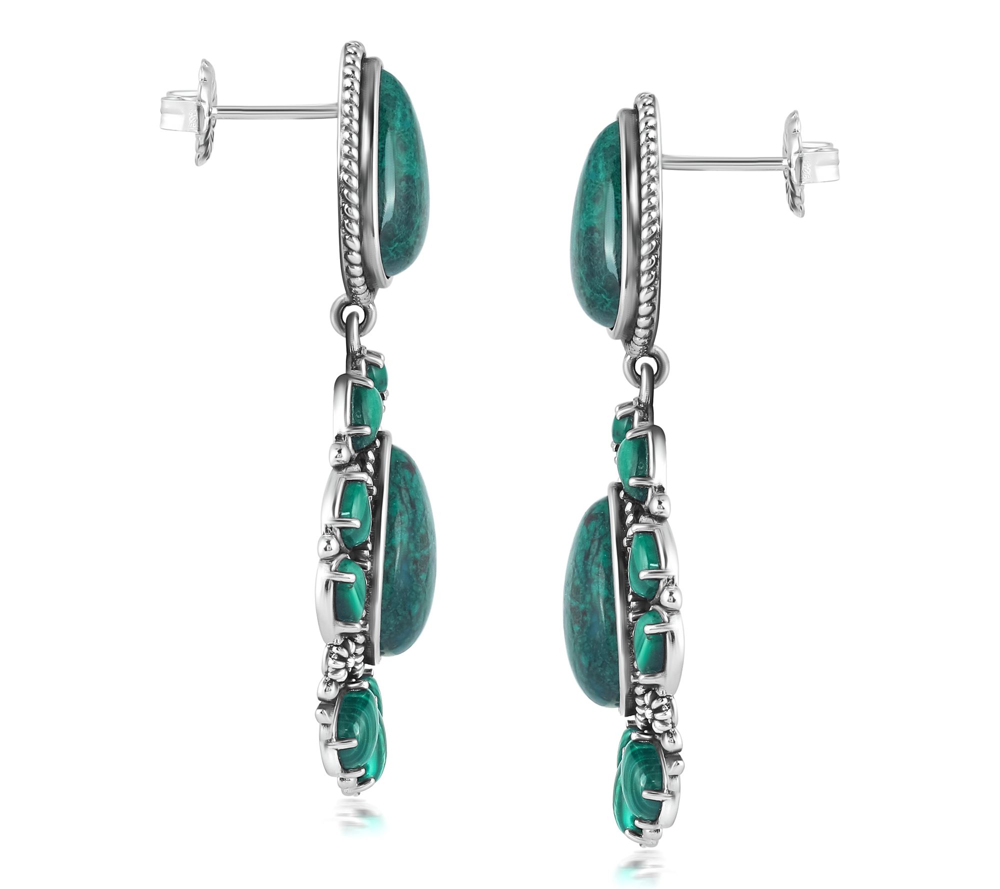 American West Sterling Gemstone Chandelier Earrings
