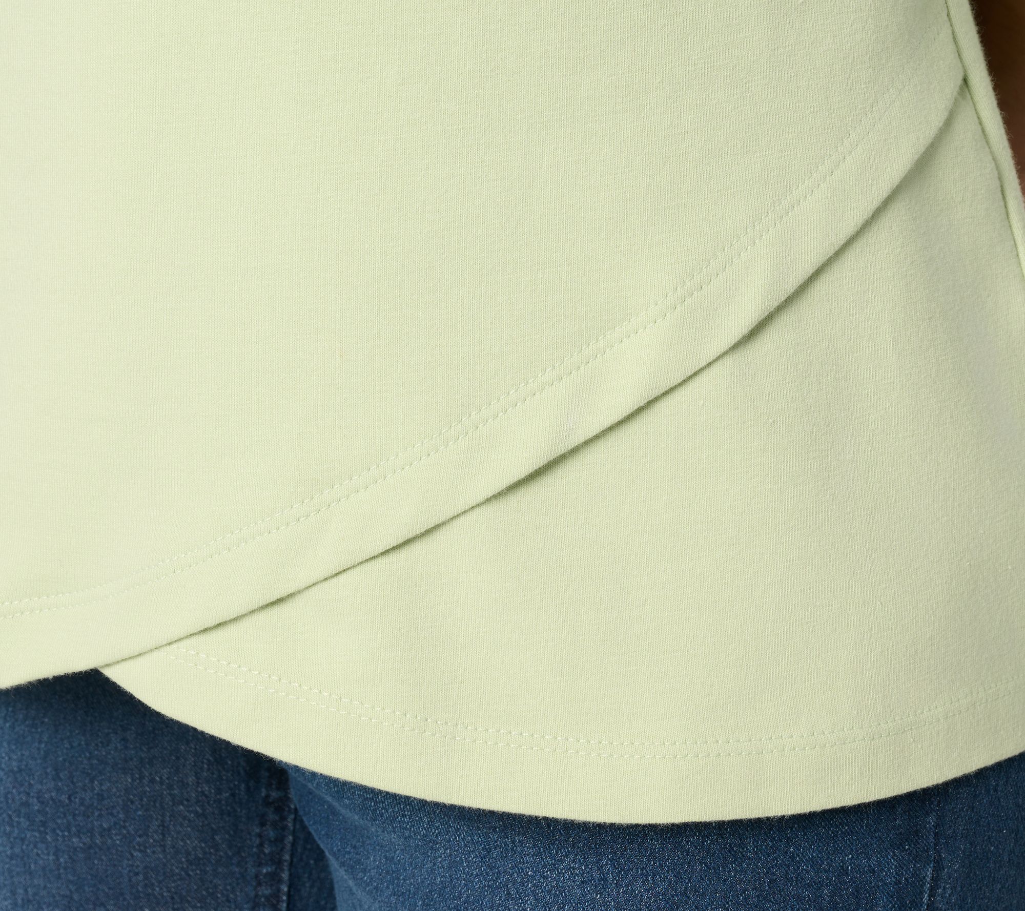 Denim & Co. Essentials Perfect Jersey Ballet Sleeve Tulip Hem Top