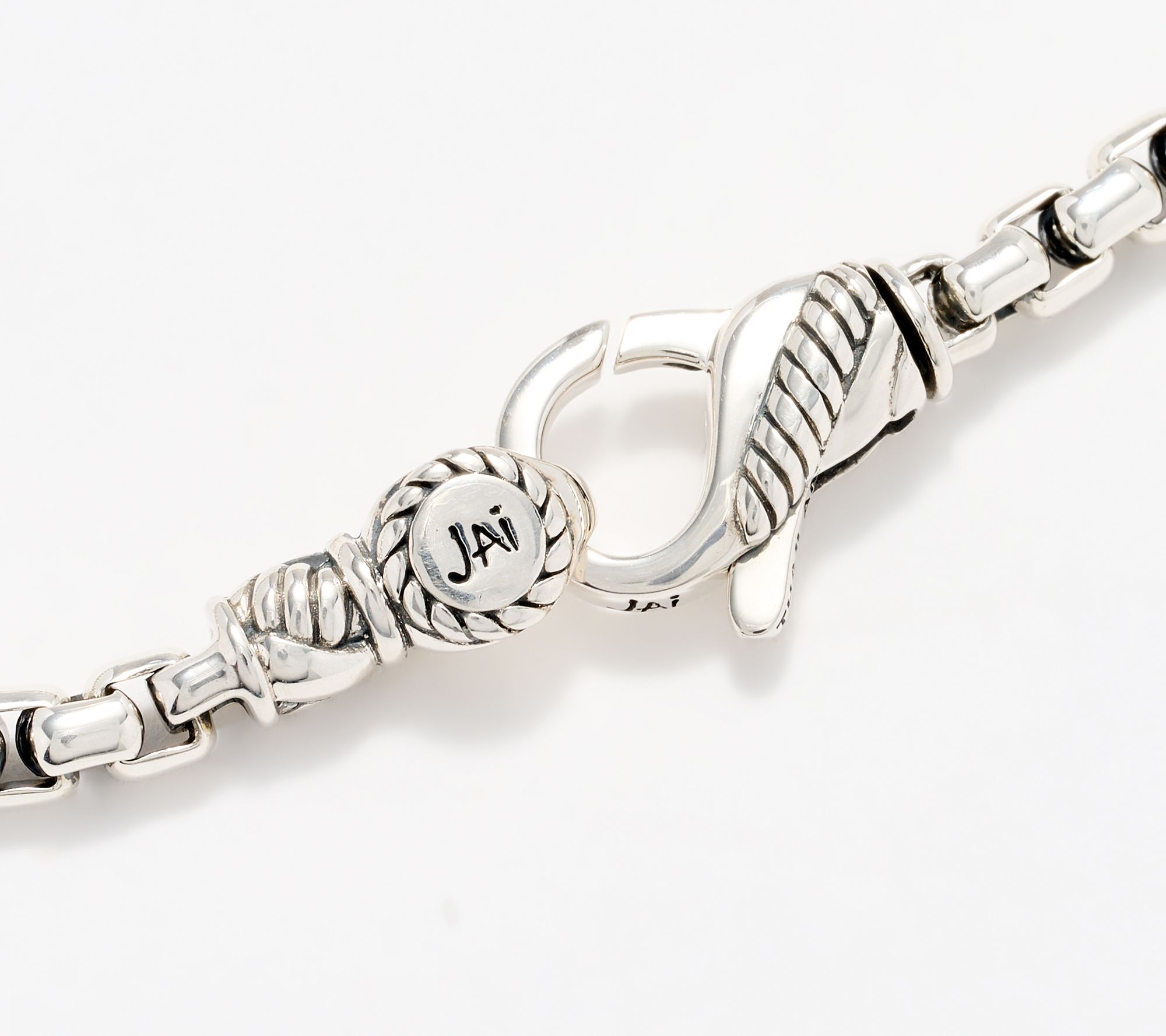 JAI Sterling Silver 3.7mm Box Chain Bracelet, 10.2g
