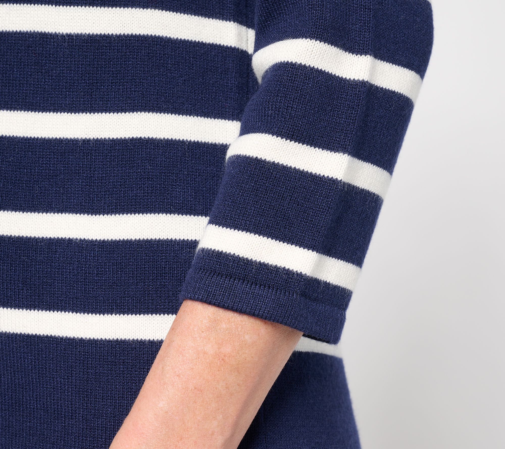Martha Stewart Signature Striped 3/4-Sleeve Sweater