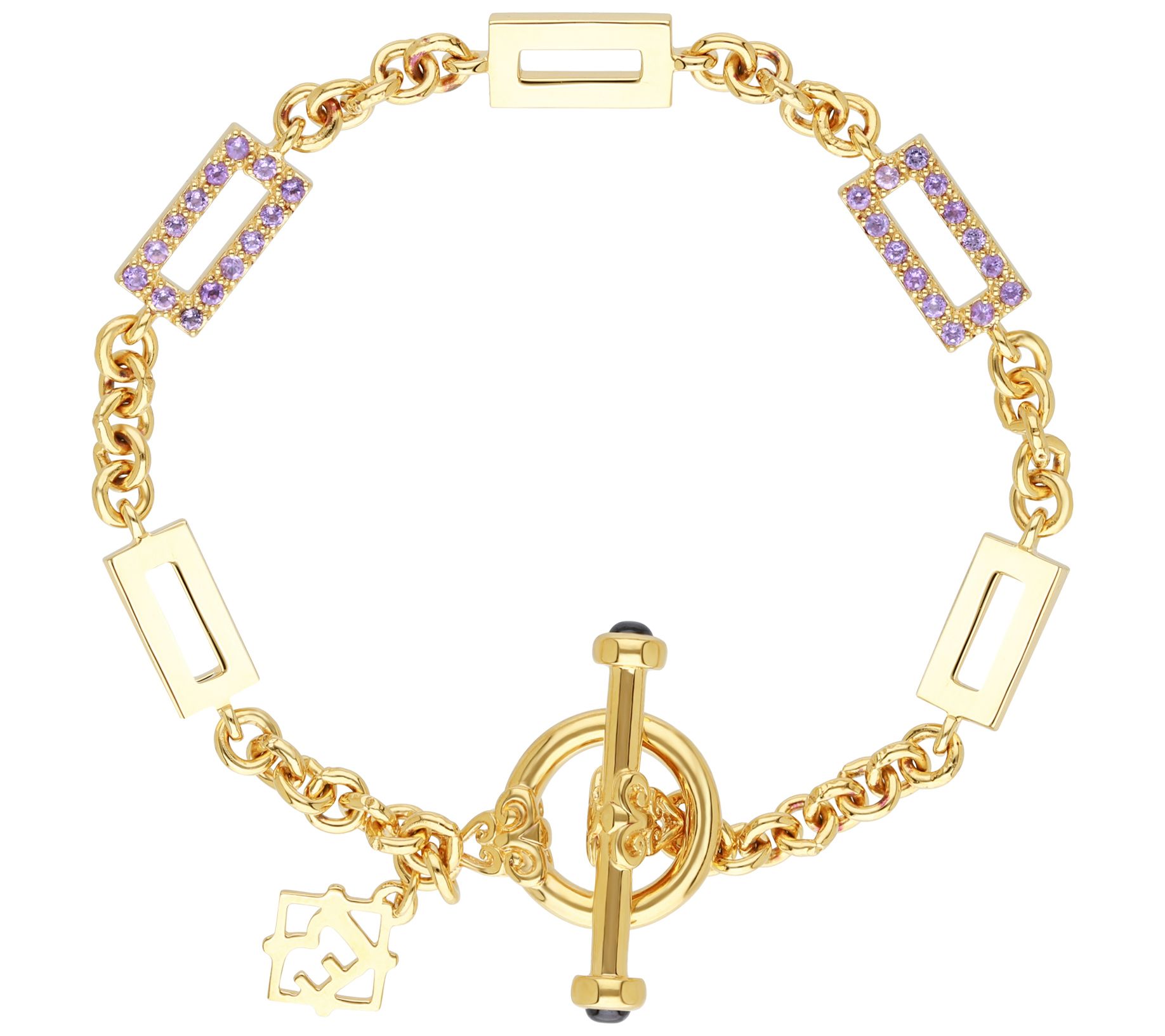 Elyse Ryan 14K Gold Clad Amethyst Modern Link Bracelet