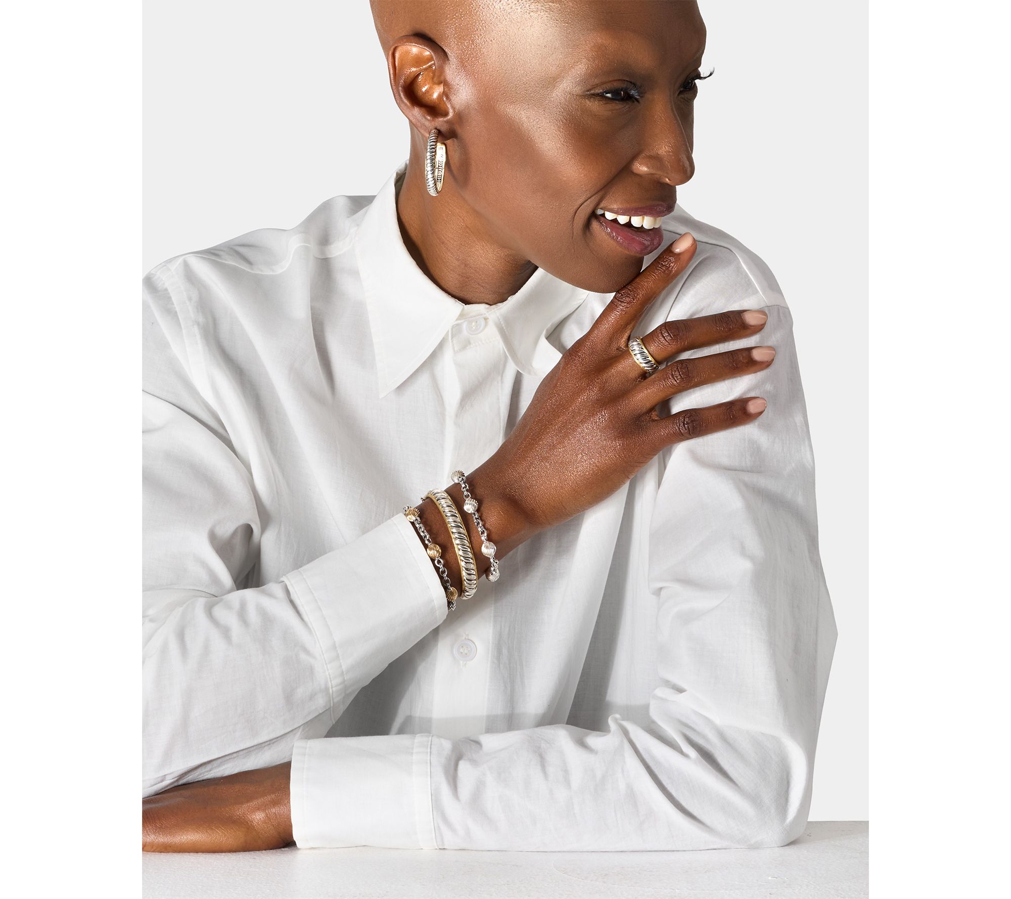 Christian James by Scott Grimes Sterling Silver Bead Station Rolo Bracelet