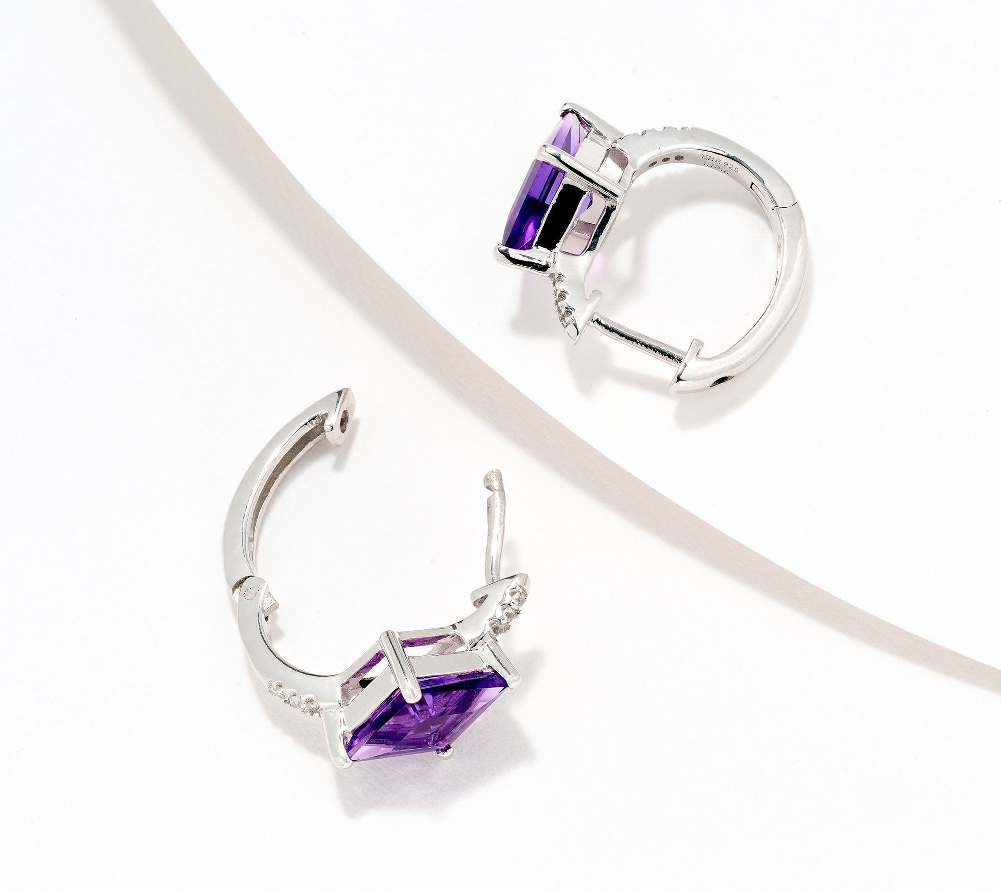 Affinity Gems Precious Gem & White Zircon Kite Cut Earrings, Sterl