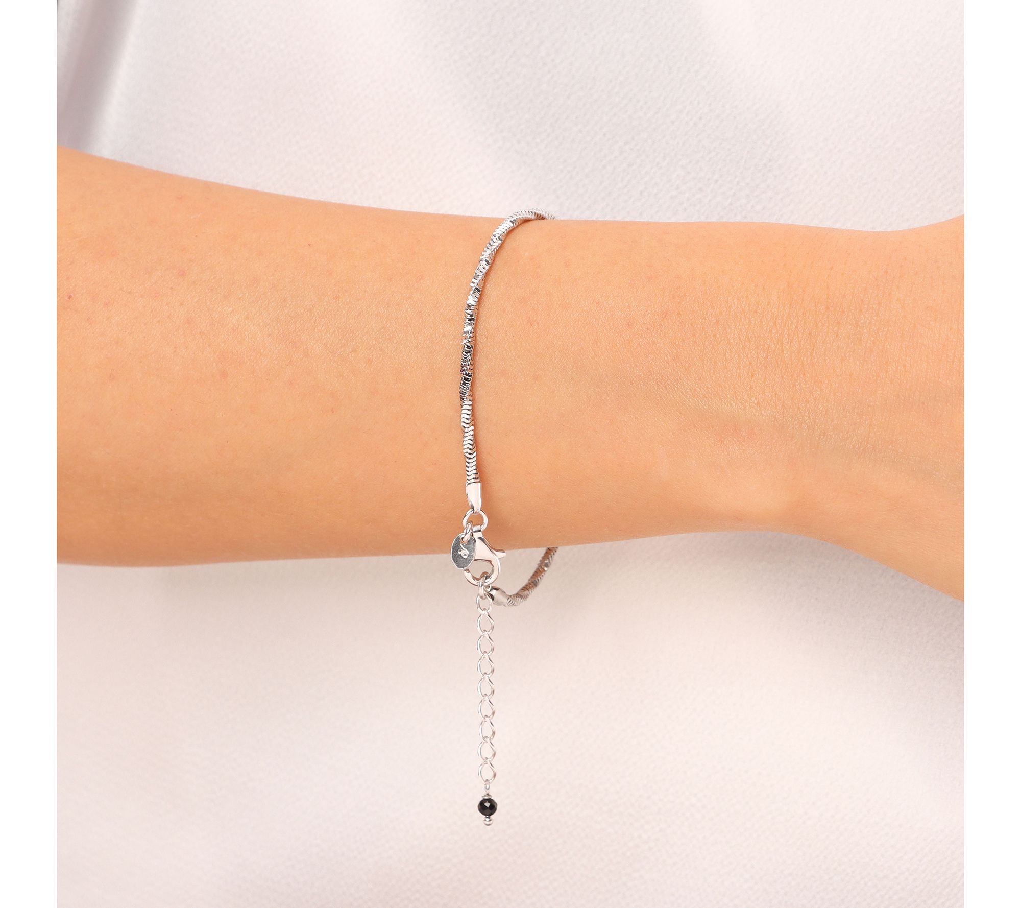 Veronese 18K Gold Clad Black Spinel Box Chain Bracelet