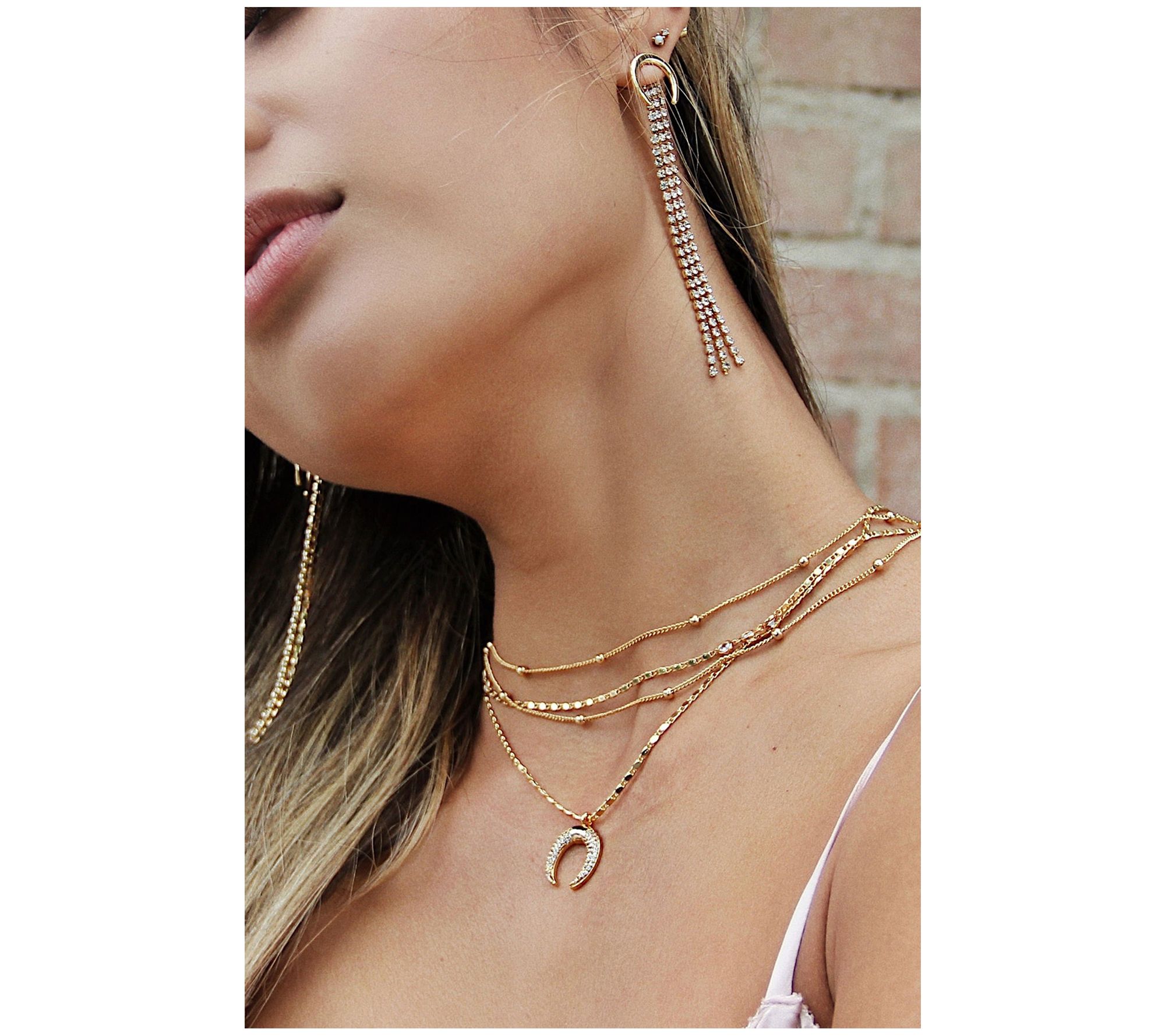 Ettika Crescent Horn Layered-Chain Necklace