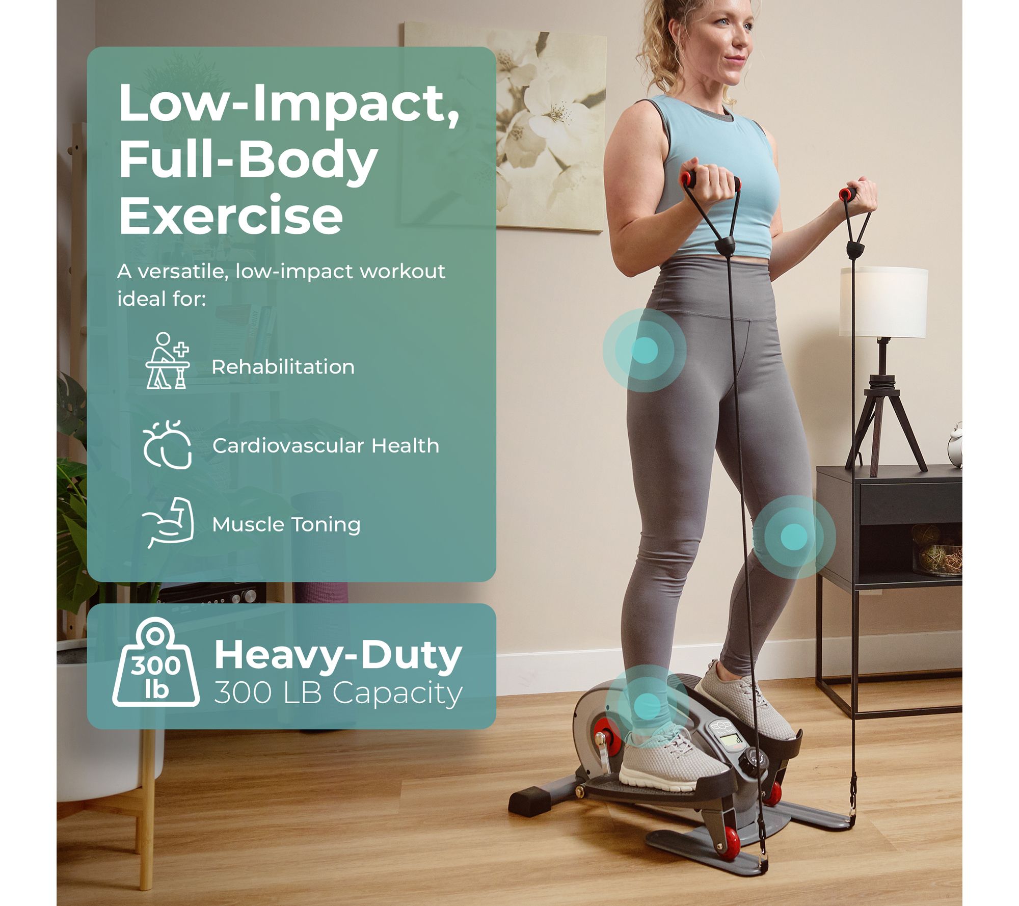 Sunny Smart Heavy-Duty Mini Elliptical with Bands