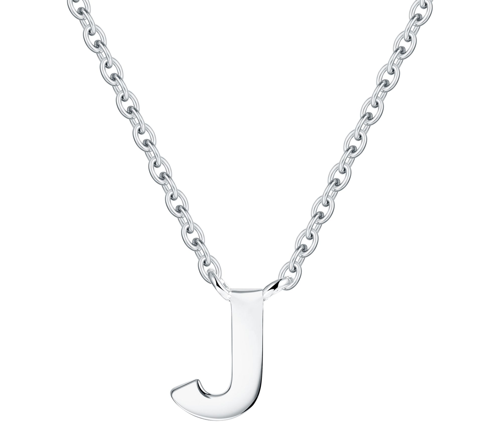 Silver Style Initial Charm Necklace, Sterling