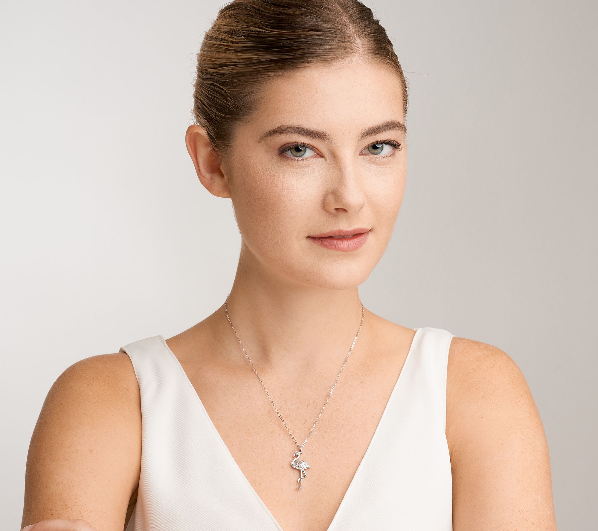 Diamonique Sterling Silver Flamingo Necklace