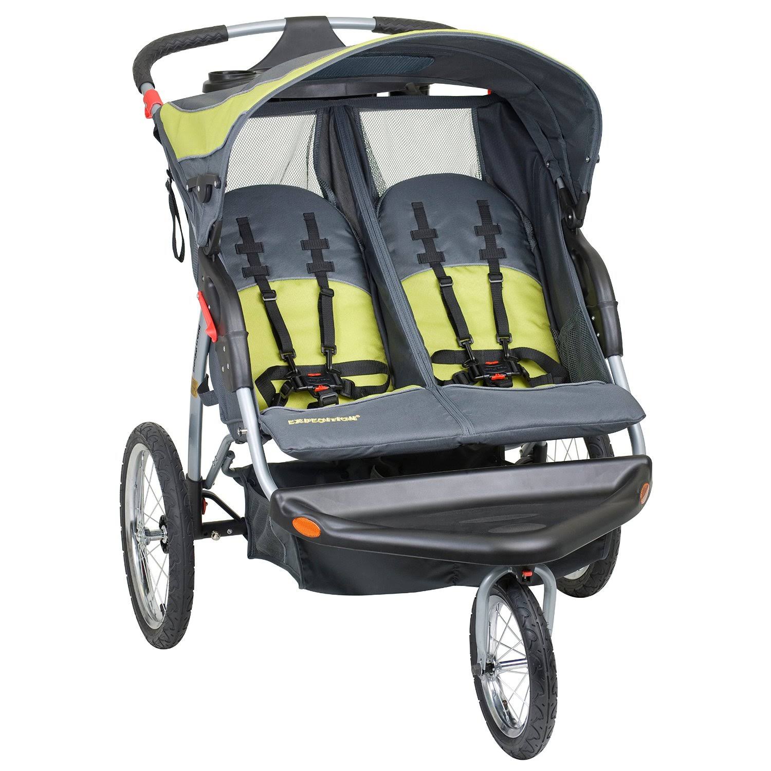 Baby Trend Expedition Swivel Double Jogging Stroller, Carbon, Green