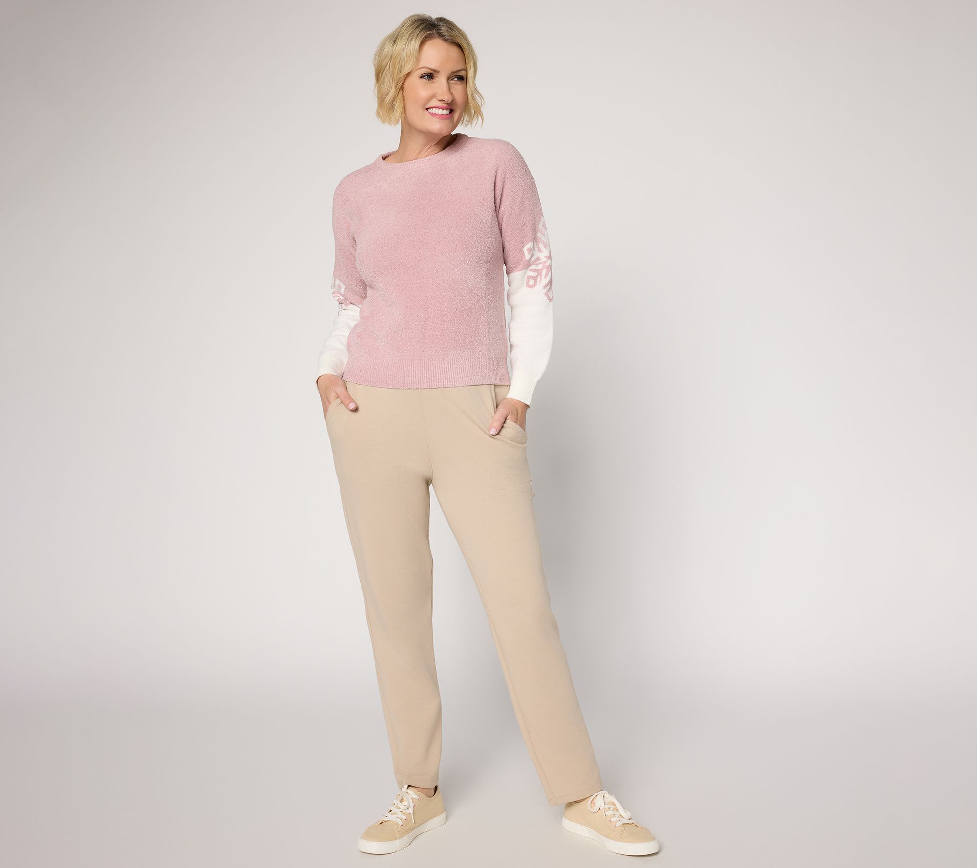 Barefoot Dreams CozyChic Ultra Lite Snowflake Crew Neck Pullover