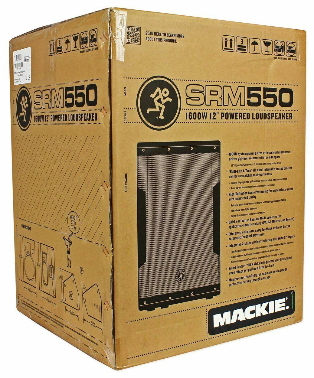 New Mackie SRM550 1600W 12x22 High-Definition Powered Active PA Speaker - Bi-Amped