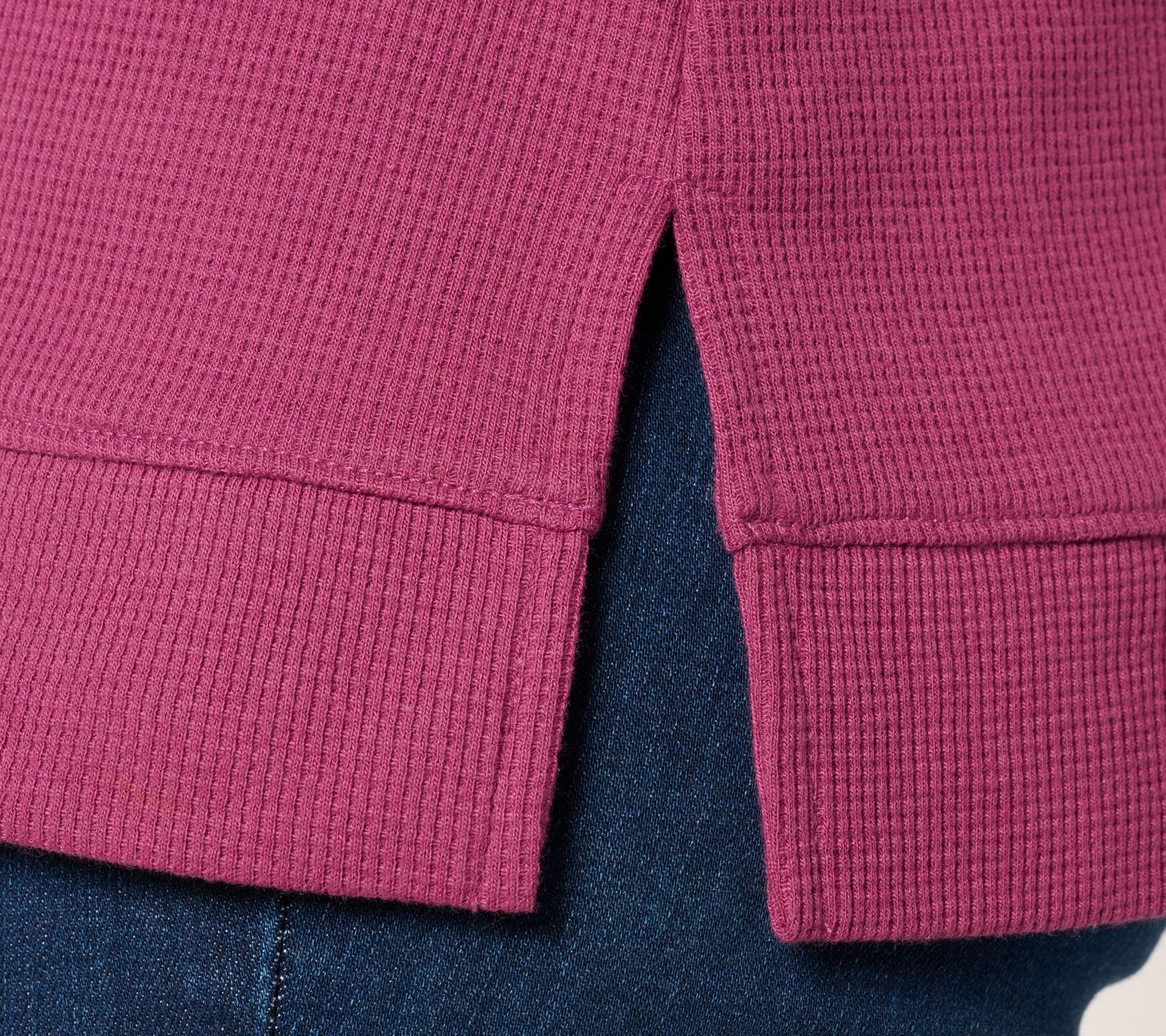 Denim & Co. Essentials Regular Waffle Knit V-Neck Tunic