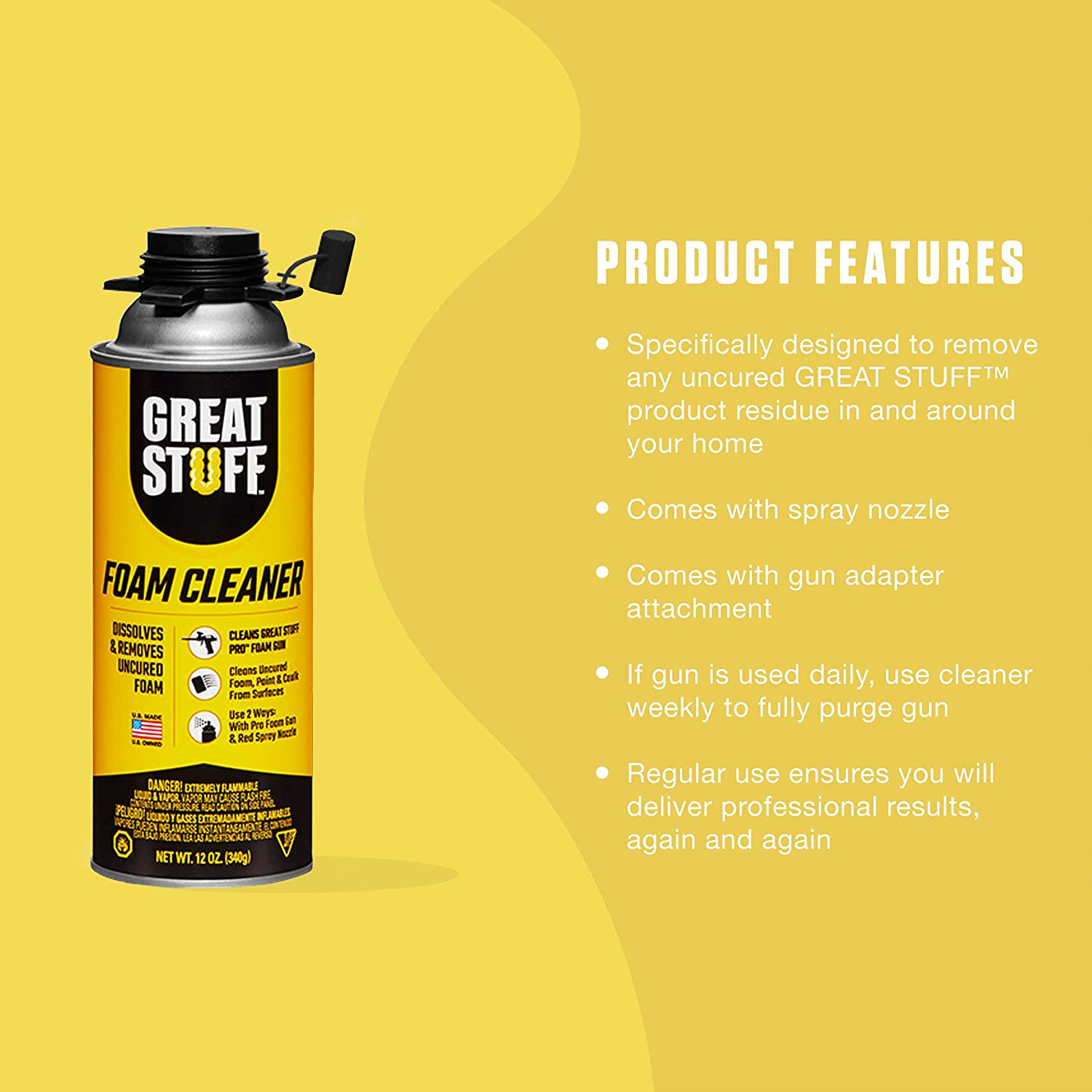 GREAT STUFF Foam Cleaner | Polyurethane Foam Residue Remover, 12 oz. (12 Pack)