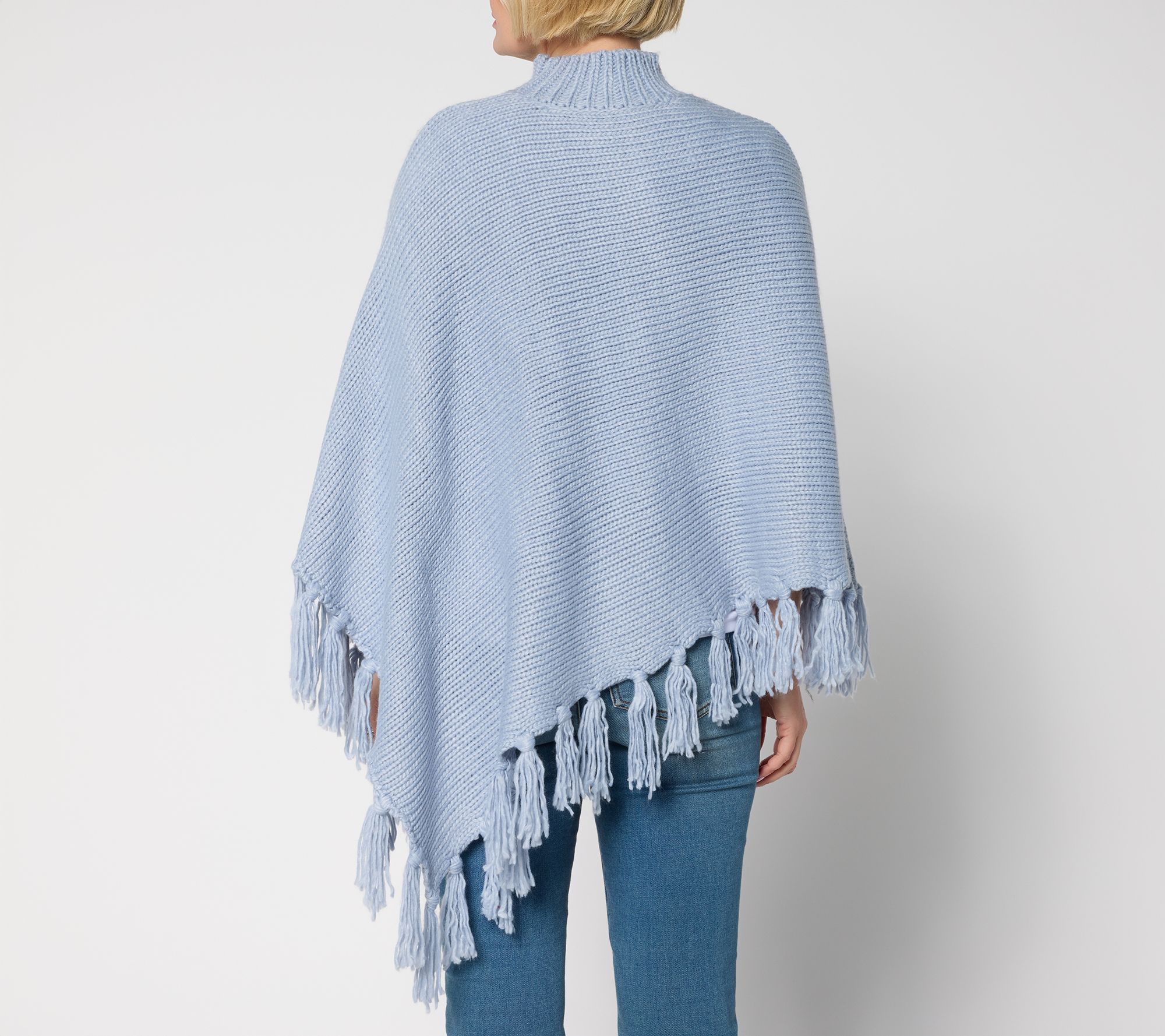 Martha Stewart Signature Asymmetrical Sweater Cape with Fringe