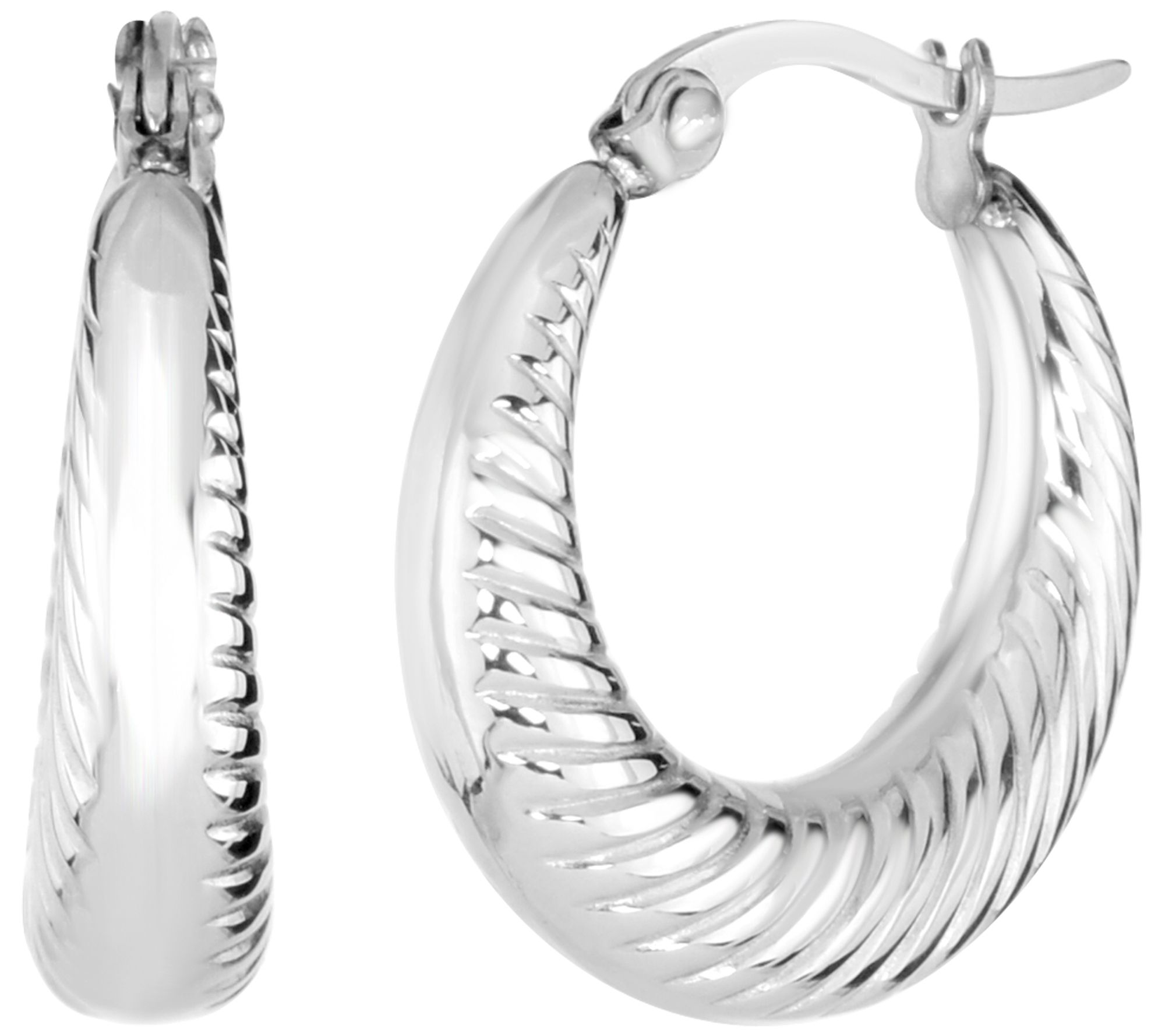 Steel by Design Graduated Textured Hoop Earrings
