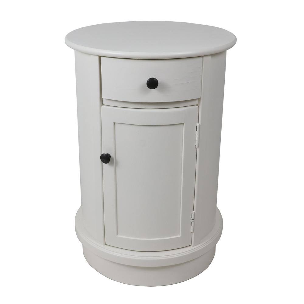 Decor Therapy Keaton Round Storage Side Table, White