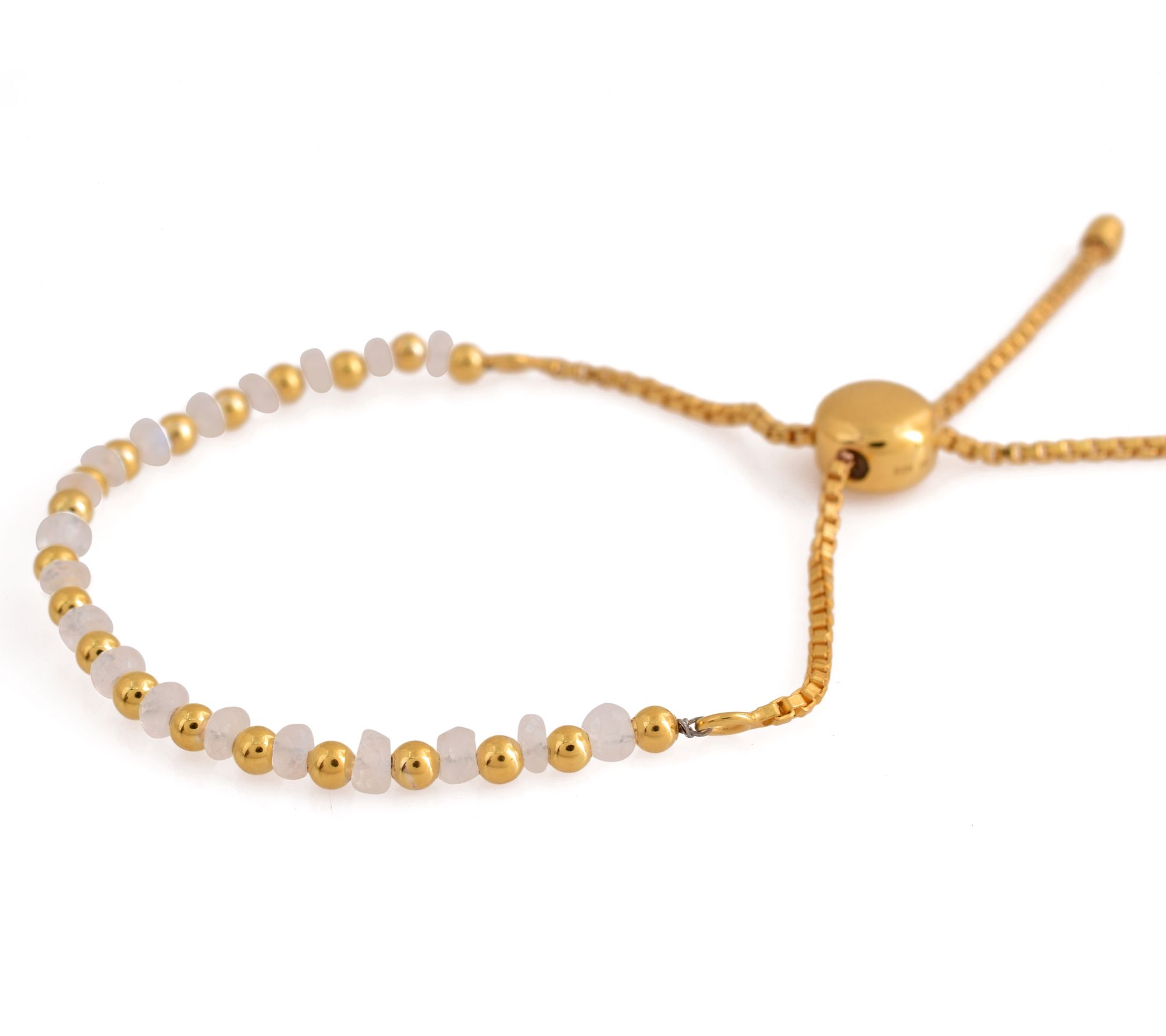 14K Rose Gold Plated Moonstone Adjustable Friendship Bracelet