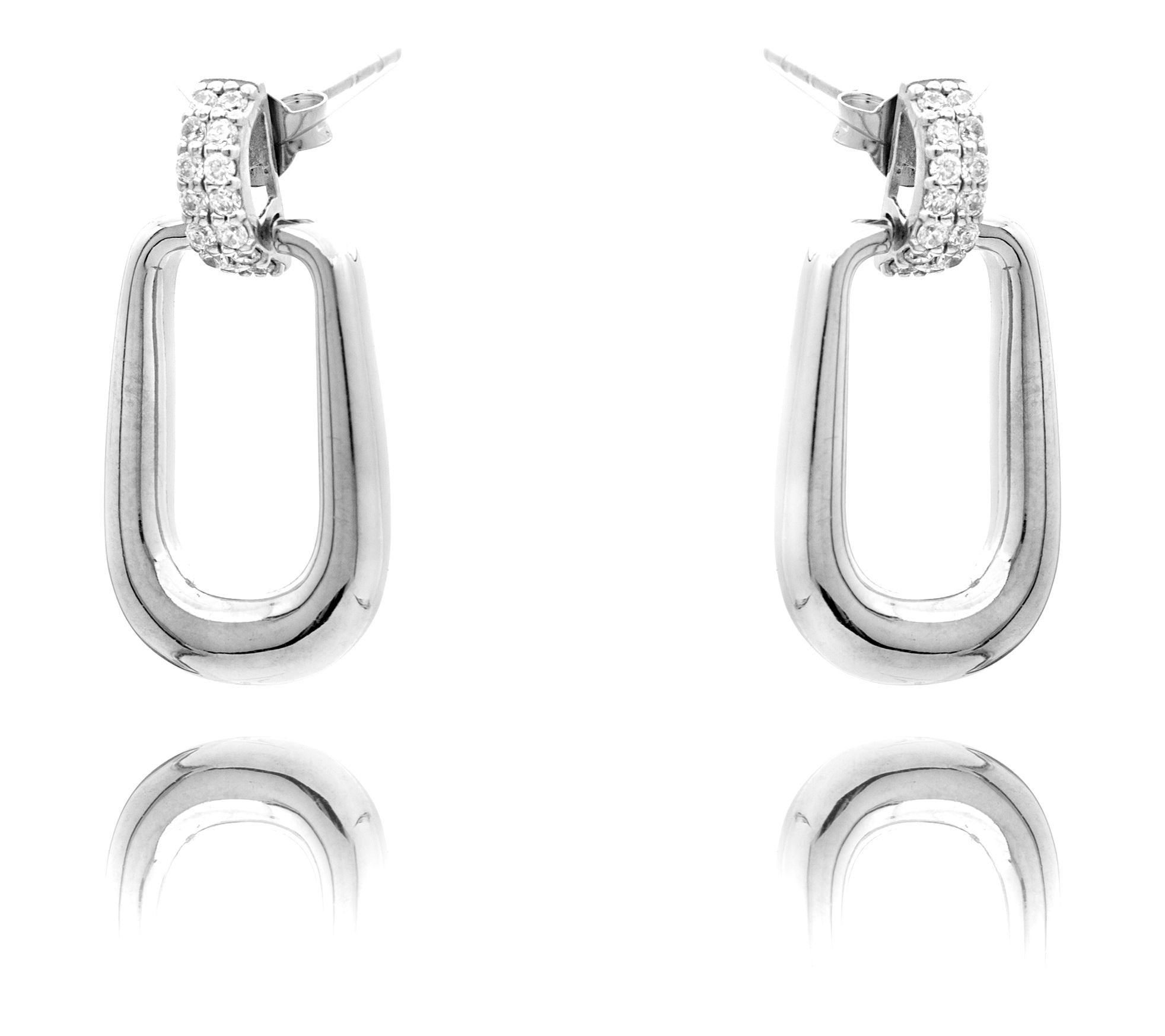 Diamonique Front Facing Hoop Earrings, SterlingSilver