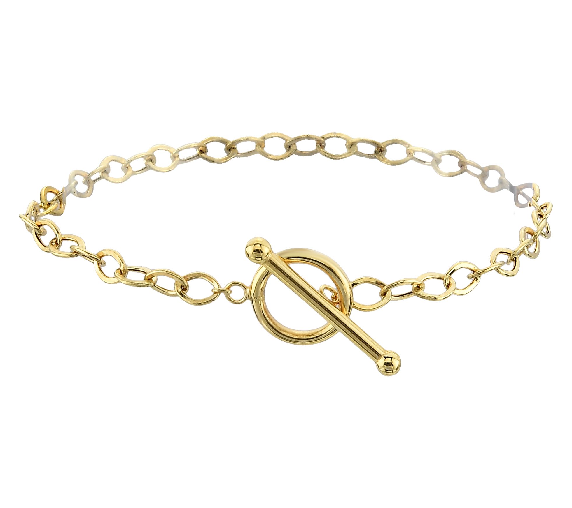 Adorna 14K Gold 4mm Oval Link Toggle Bracelet
