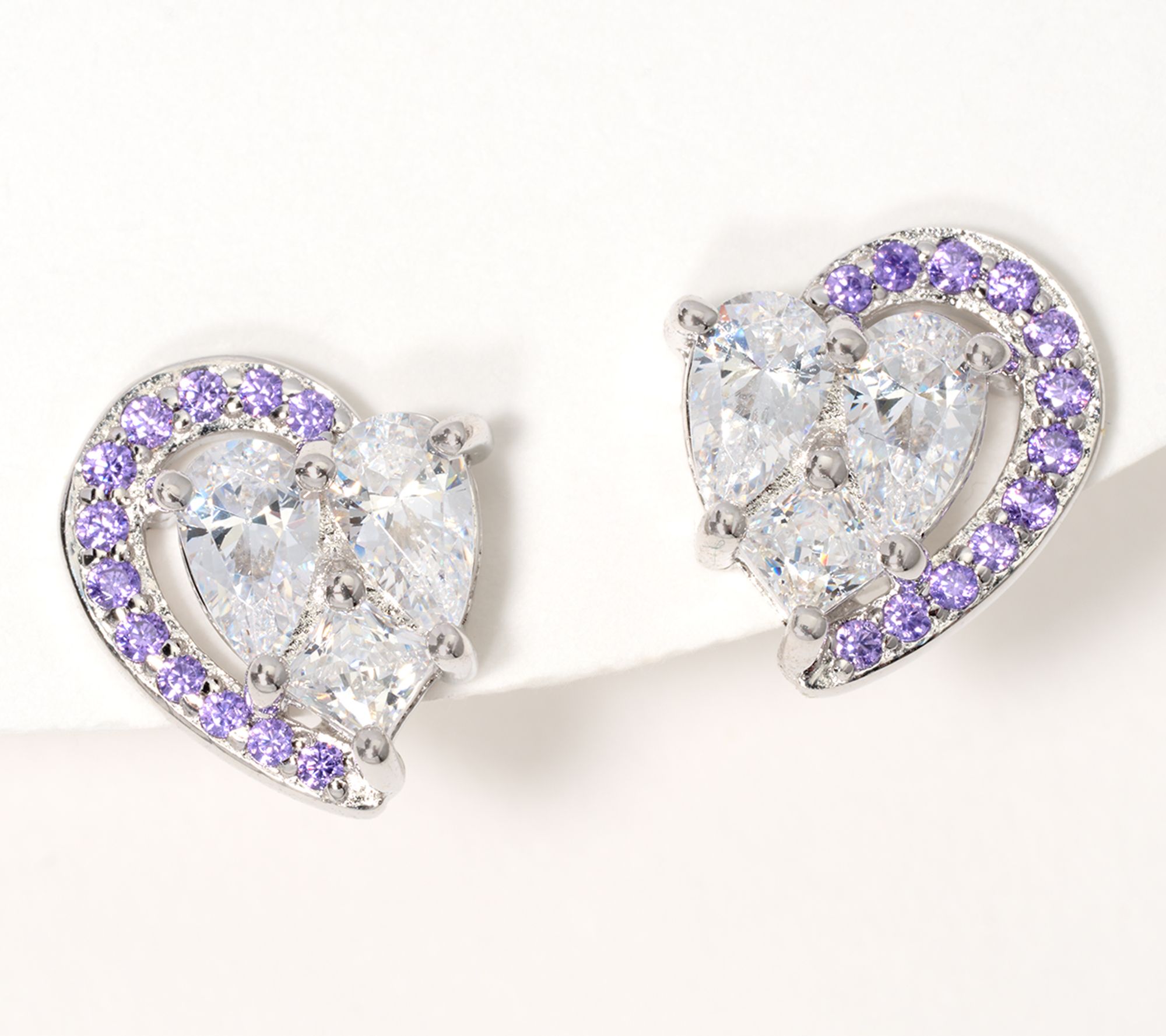 Diamonique x Kathy Levine Love Struck Heart Earrings, Sterling Silver