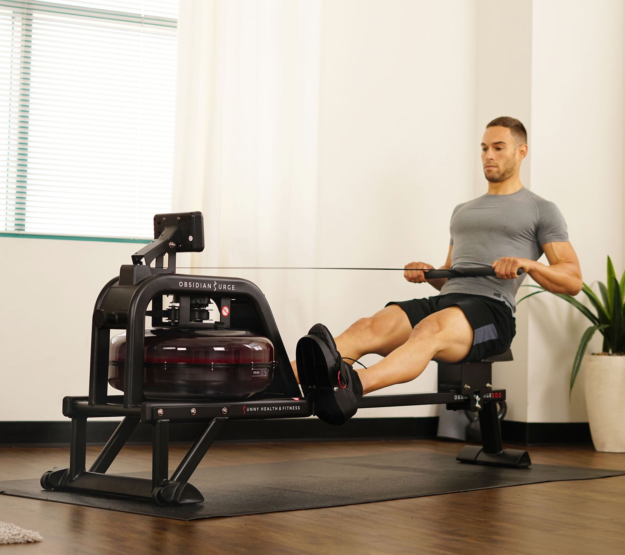 Sunny Health & Fitness Obsidian Surge Water Rower