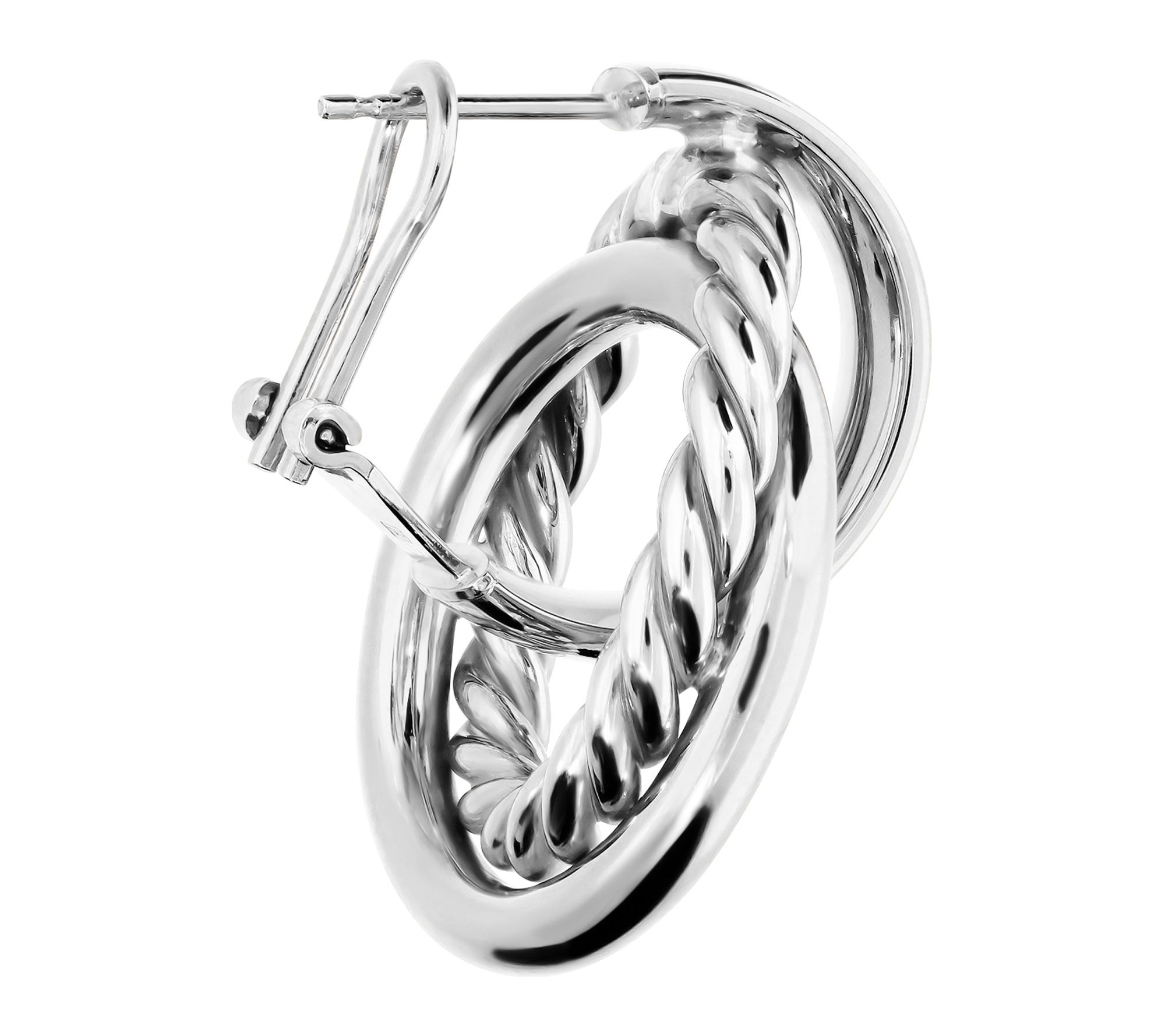 Louis Dell'Olio Sterling Polished & Torchon Round Earrings