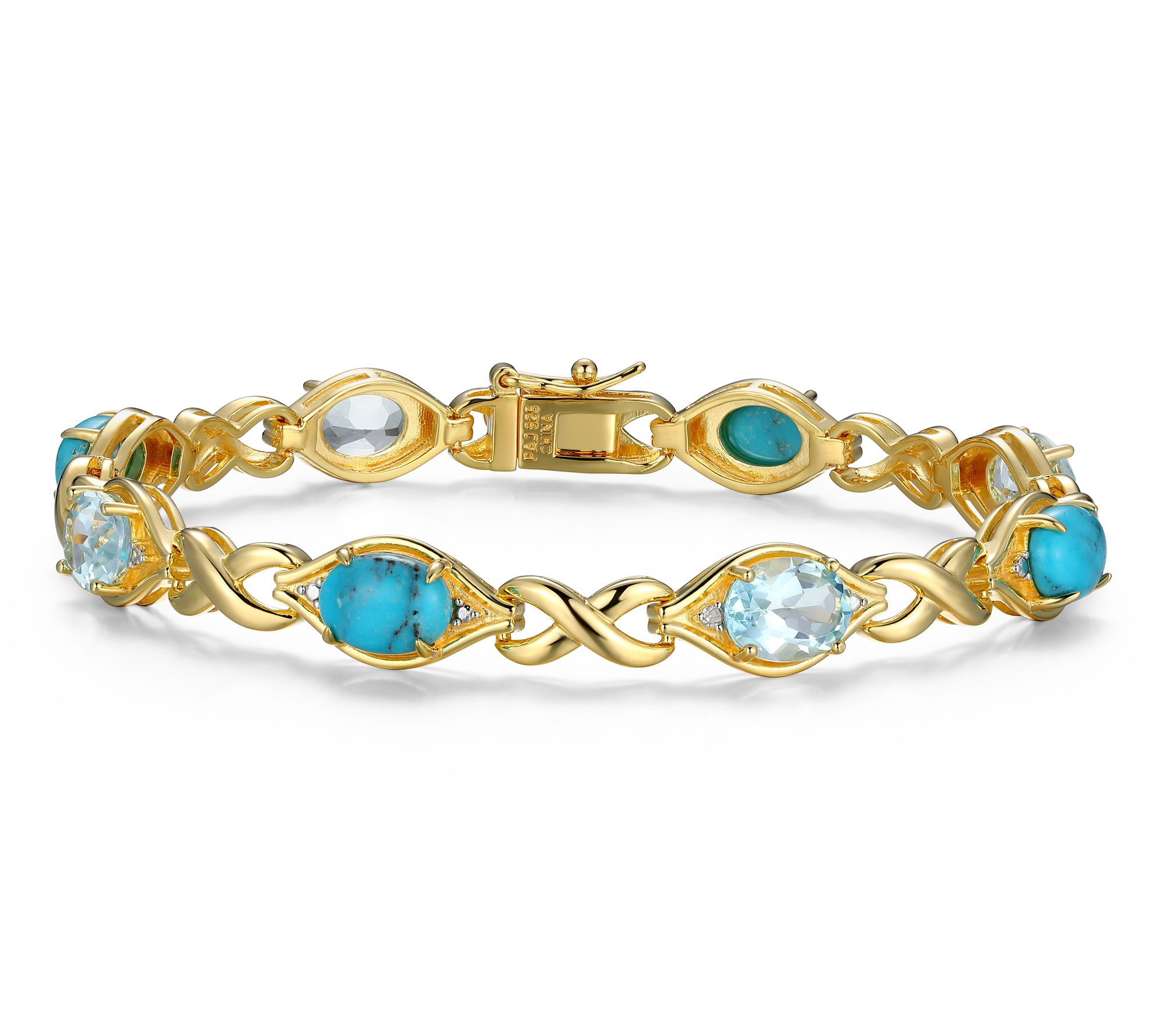 Affinity Gems Turquoise & Topaz Bracelet, 18K Gold Plated